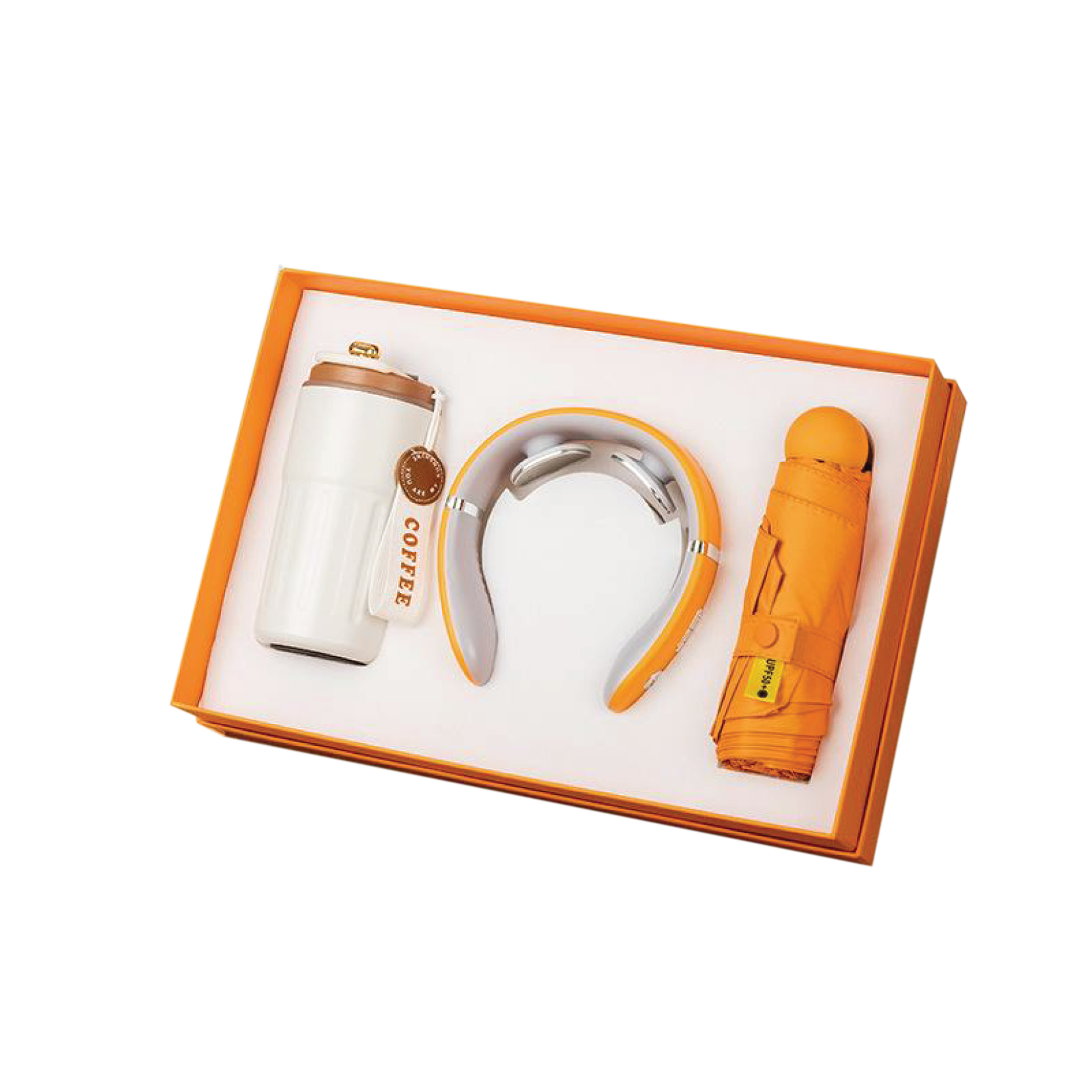 Gift Box 3 in 1 Coffee Flask + Neck Massager + Mini Umbrella