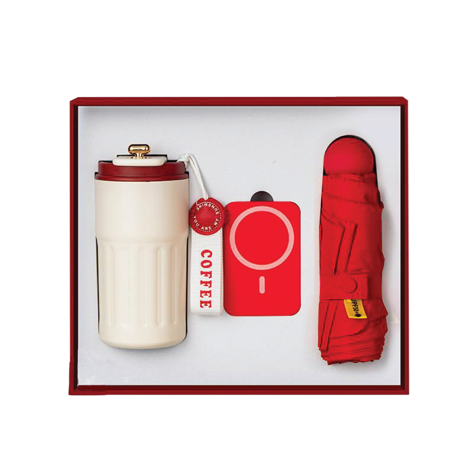 Gift Box 3 in 1 Coffee Flask + Powerbank + Mini Umbrella