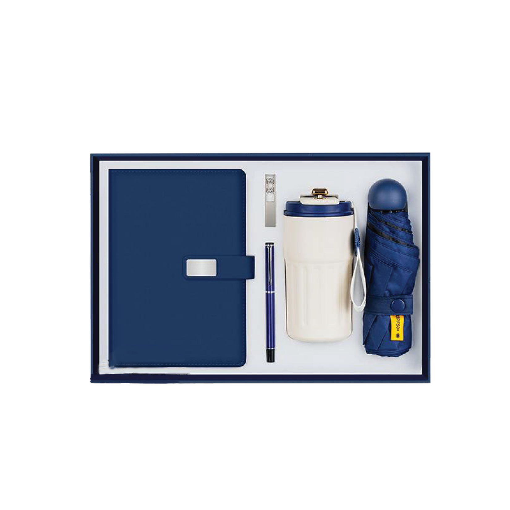 Gift Box 5 in 1 Notebook + Pen + USB Drive + Coffee Flask + Mini Umbrella