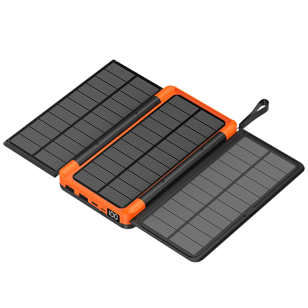 Solar Power Bank 20000mAh 3C Certified, Full Capacity, Digital Display, Wireless Charging with Flashlight