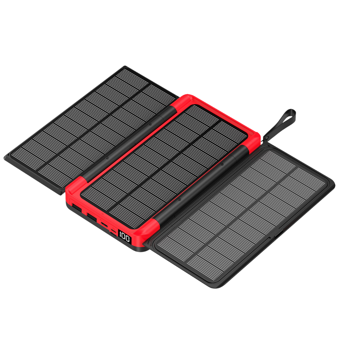 Solar Power Bank 20000mAh 3C Certified, Full Capacity, Digital Display, Wireless Charging with Flashlight
