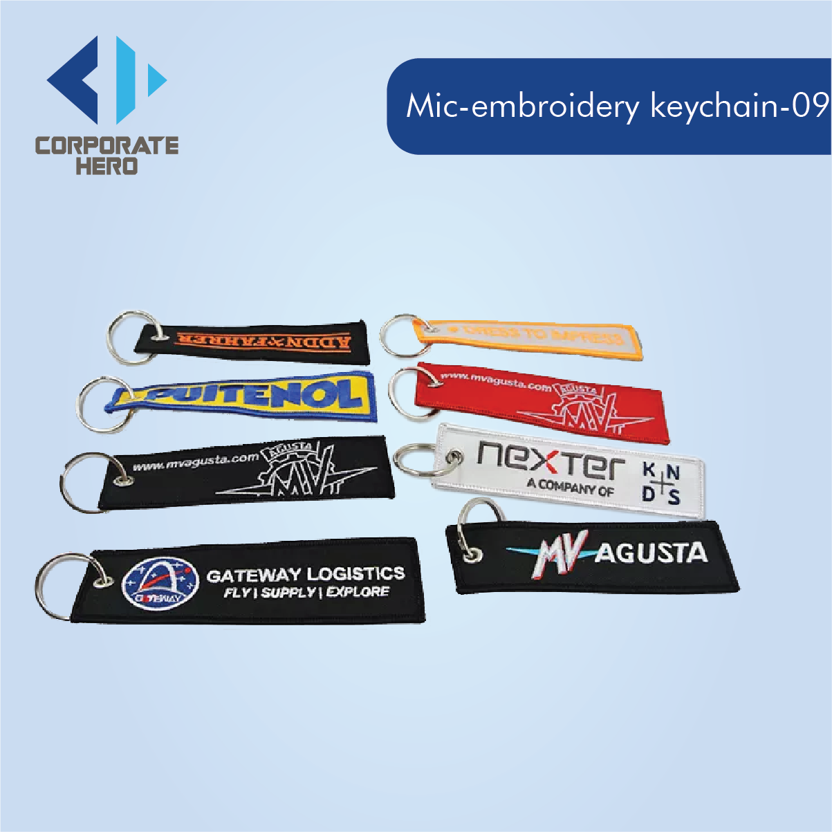 Fabric Strap Embroidered Keychain Tag Custom Personalized
