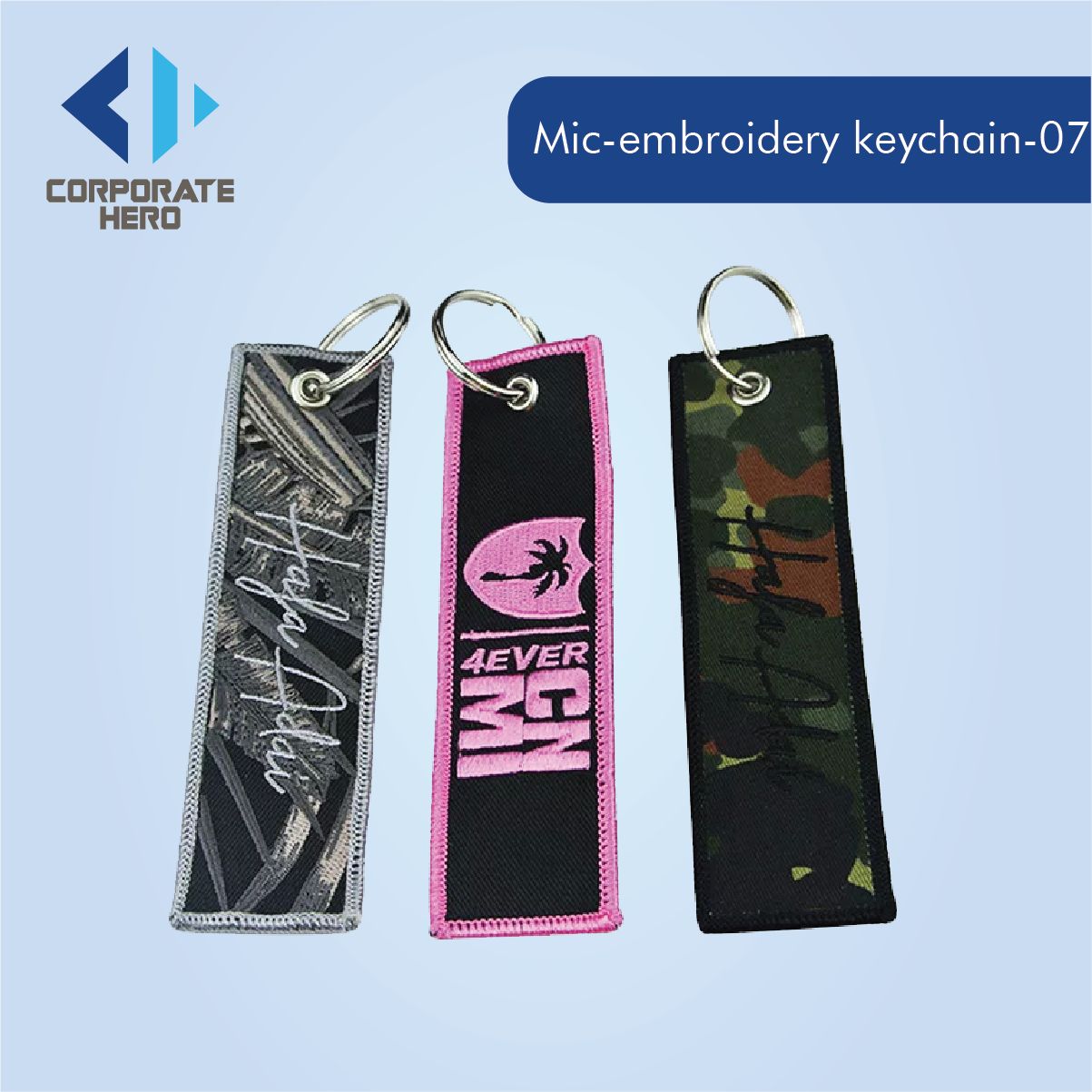 Fabric Label Embroidered Keychain Custom Personalized