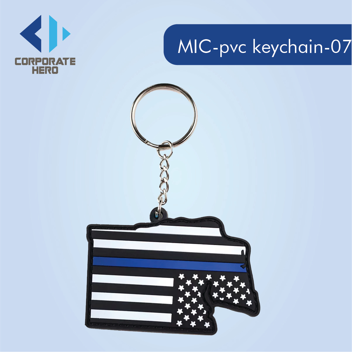 Printed American Flag PVC Keychain Custom Personalized