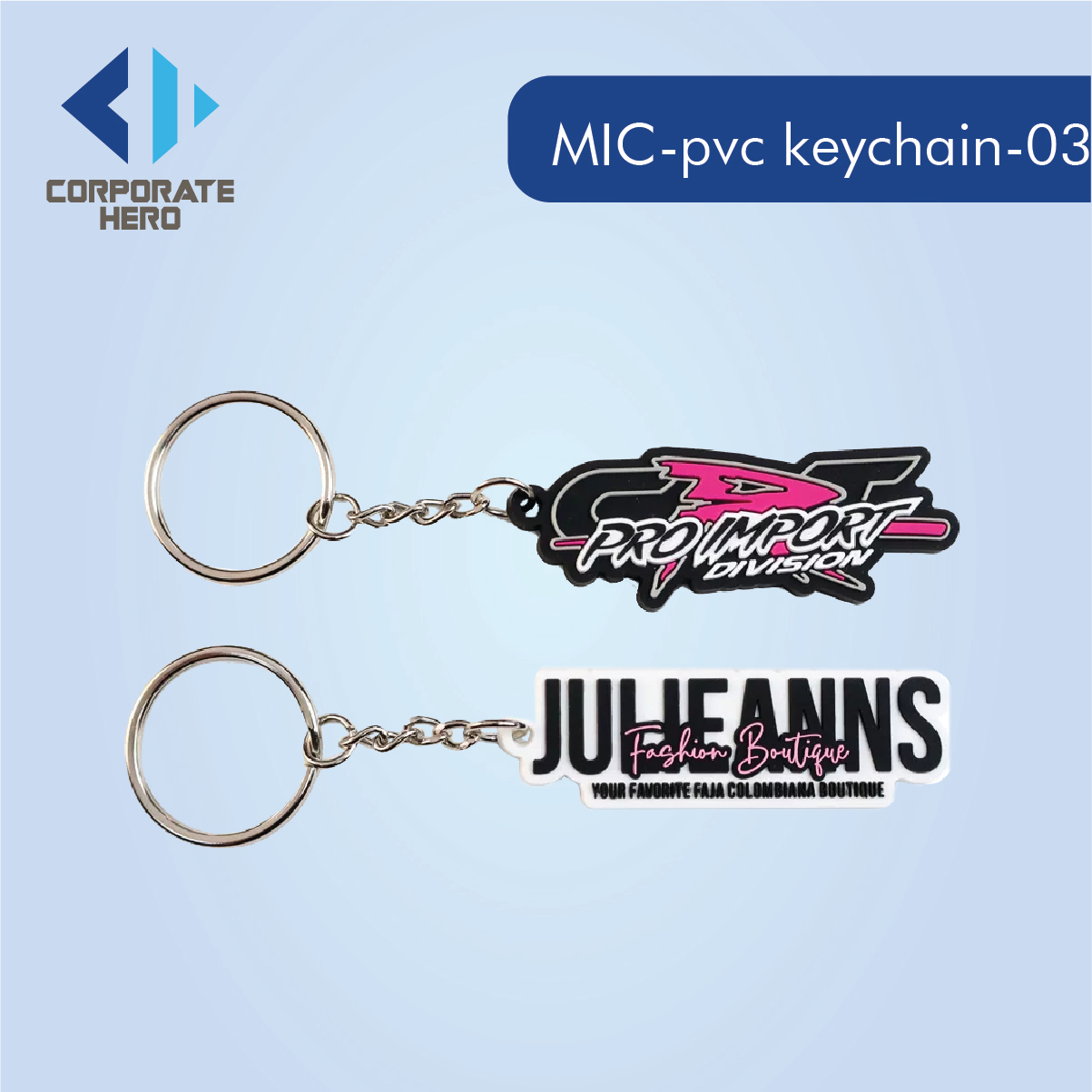 Plain Double Sided Letter PVC Keychain