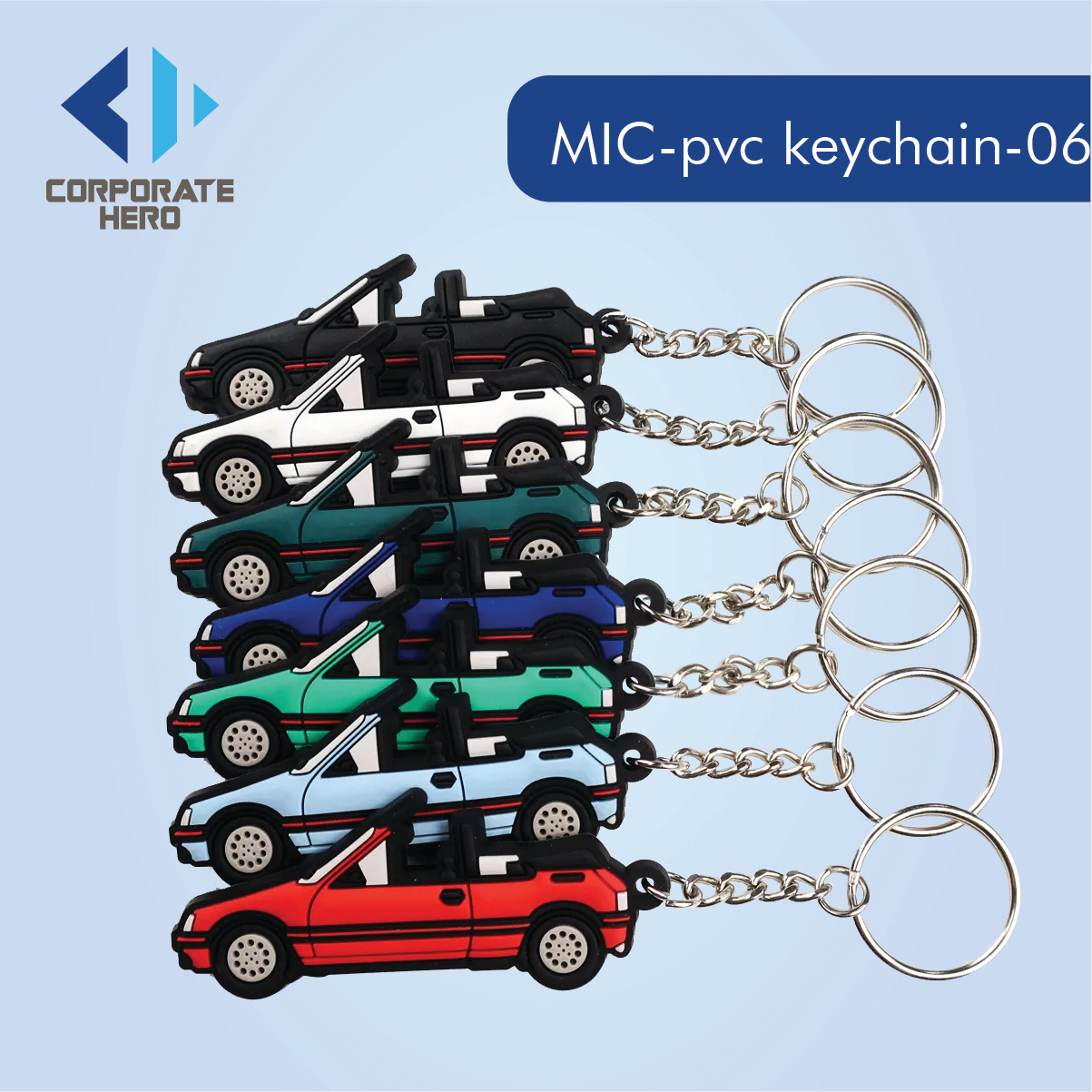 Cute Cartoon Car Shaped PVC Keychain Custom Personalized