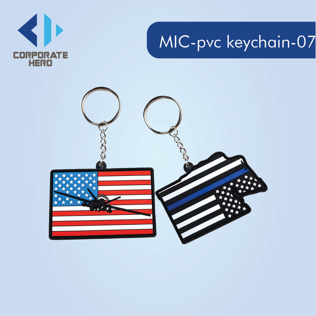 Printed American Flag PVC Keychain Custom Personalized