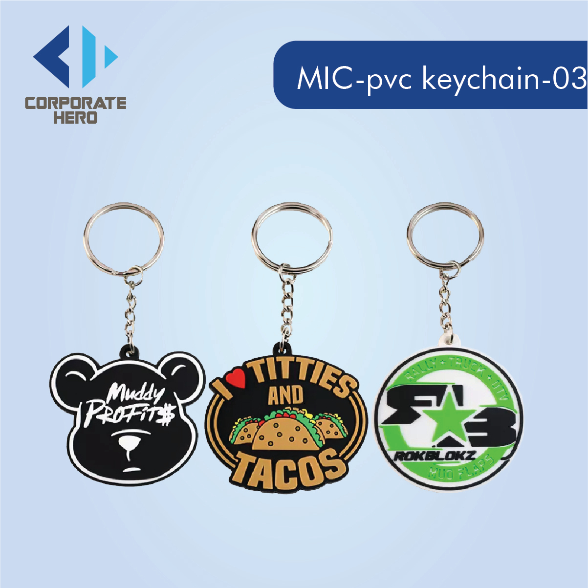 Plain Double Sided Letter PVC Keychain