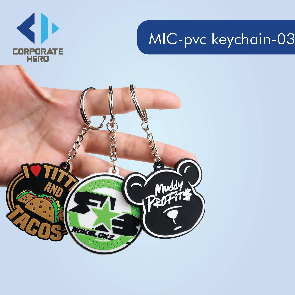 Plain Double Sided Letter PVC Keychain