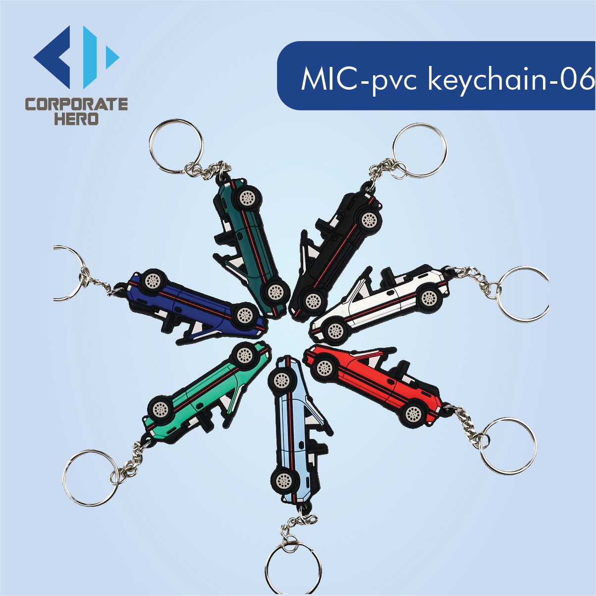 Cute Cartoon Car Shaped PVC Keychain Custom Personalized