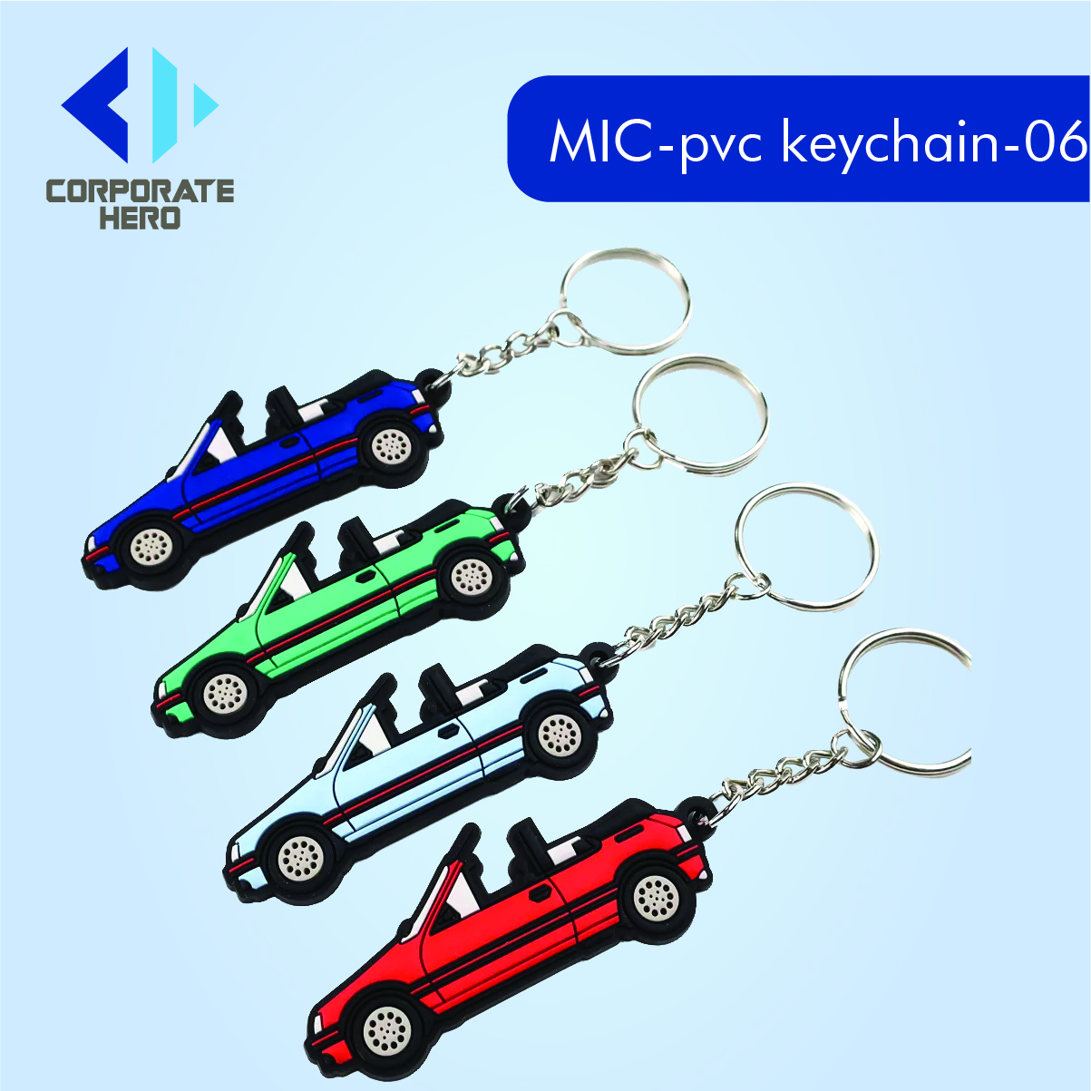 Cute Cartoon Car Shaped PVC Keychain Custom Personalized