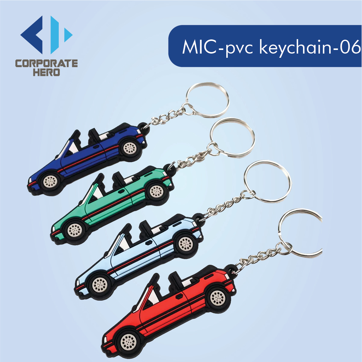 Cute Cartoon Car Shaped PVC Keychain Custom Personalized