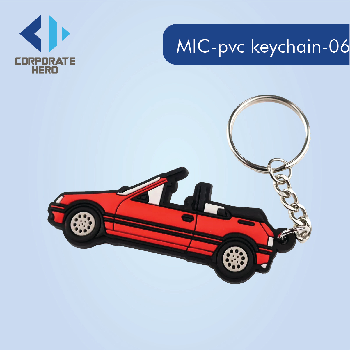 Cute Cartoon Car Shaped PVC Keychain Custom Personalized