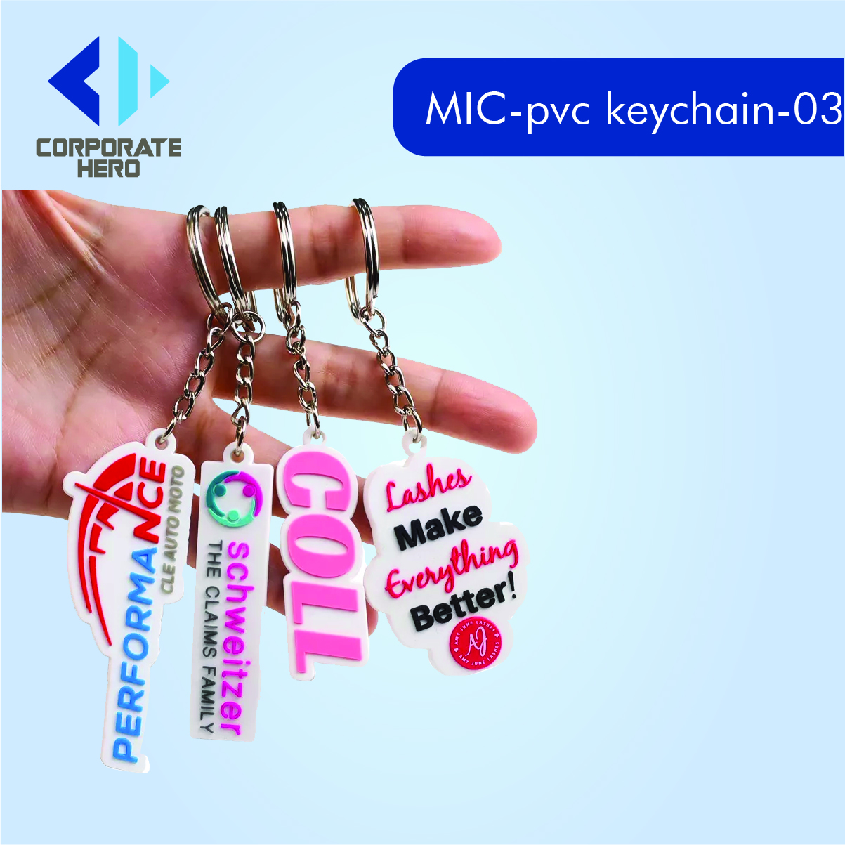 Plain Double Sided Letter PVC Keychain