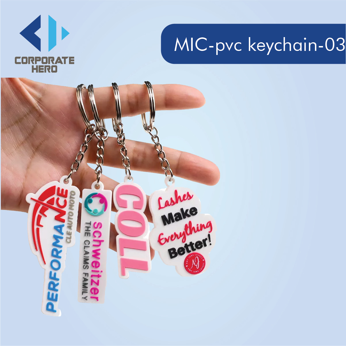 Plain Double Sided Letter PVC Keychain