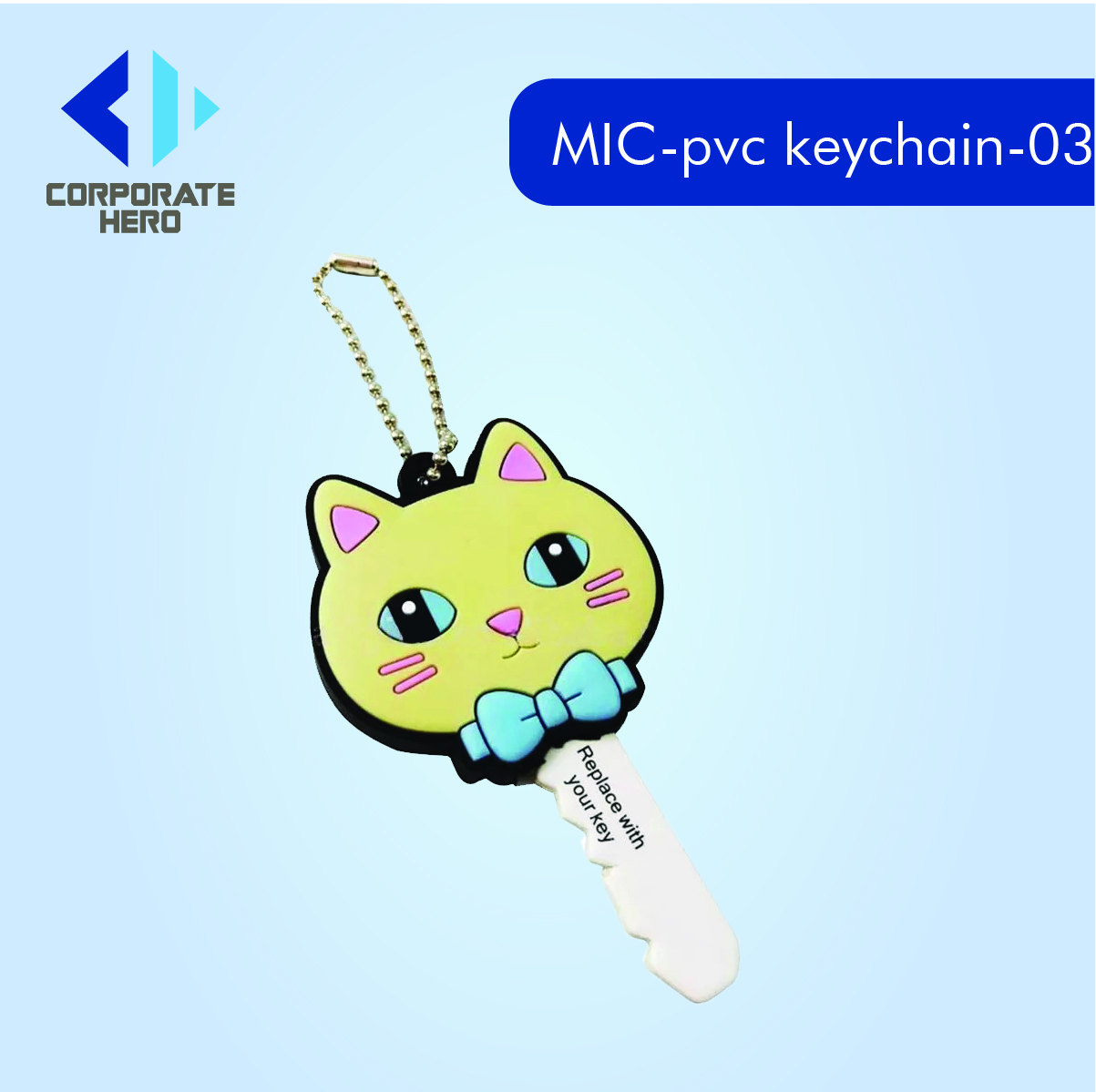 Bulk Small Cat PVC Keychain Custom Personalized