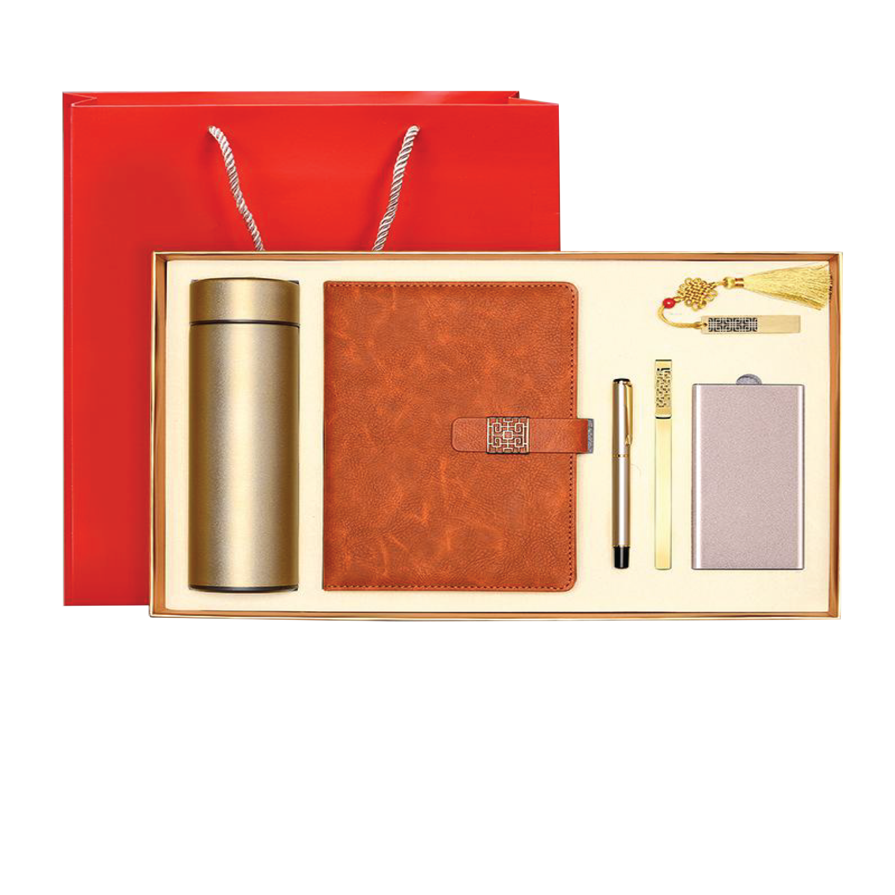 Gift Box 6 in 1 Notebook + Pen + Smart Thermos + Bookmark + Powerbank + USB drive