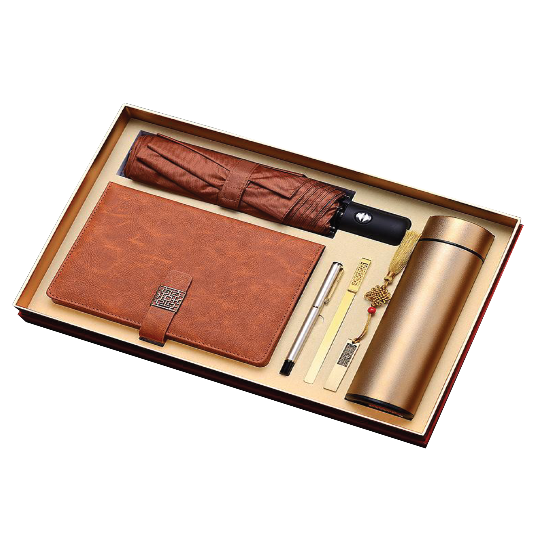 Gift Box 6 in 1 Notebook + Pen + Umbrella + USB drive + Smart Thermos 