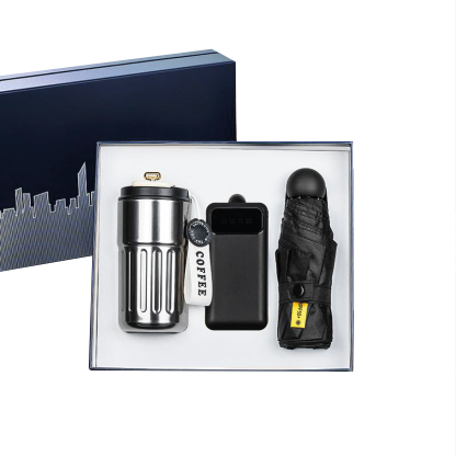 Gift Box 3 in 1 Coffee Flask + Neck Massager + Powerbank with cable