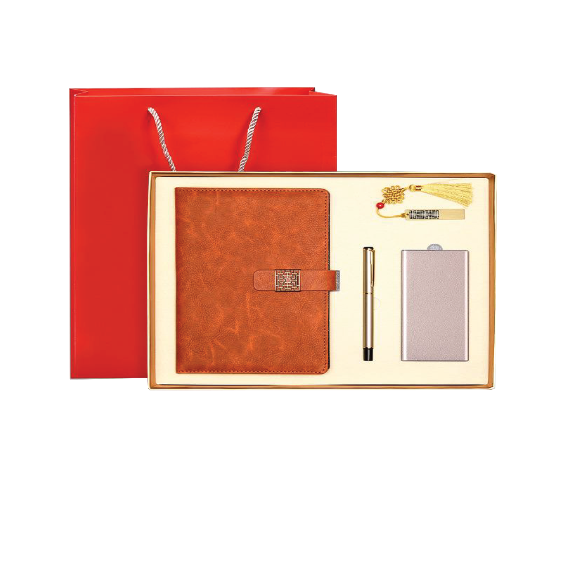 Gift Box 4 in 1 Notebook + Pen + USB drive + Powerbank