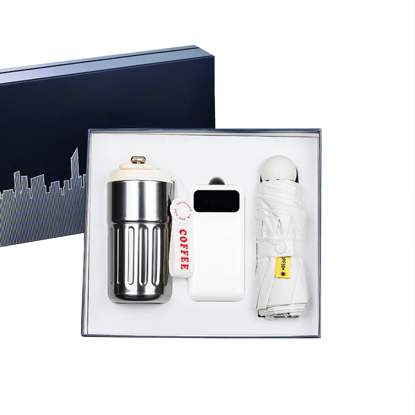 Gift Box 3 in 1 Coffee Flask + Neck Massager + Powerbank with cable
