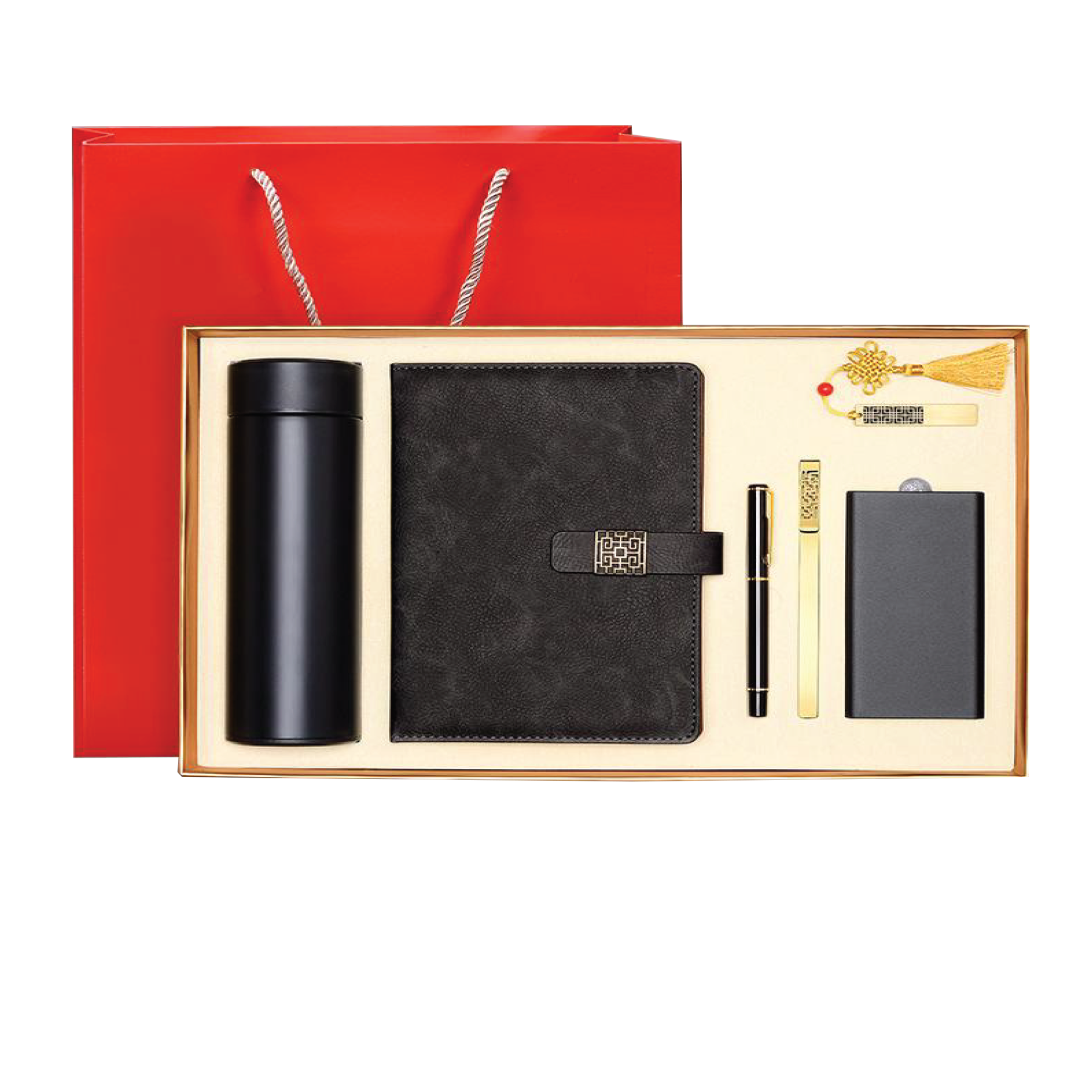 Gift Box 6 in 1 Notebook + Pen + Smart Thermos + Bookmark + Powerbank + USB drive
