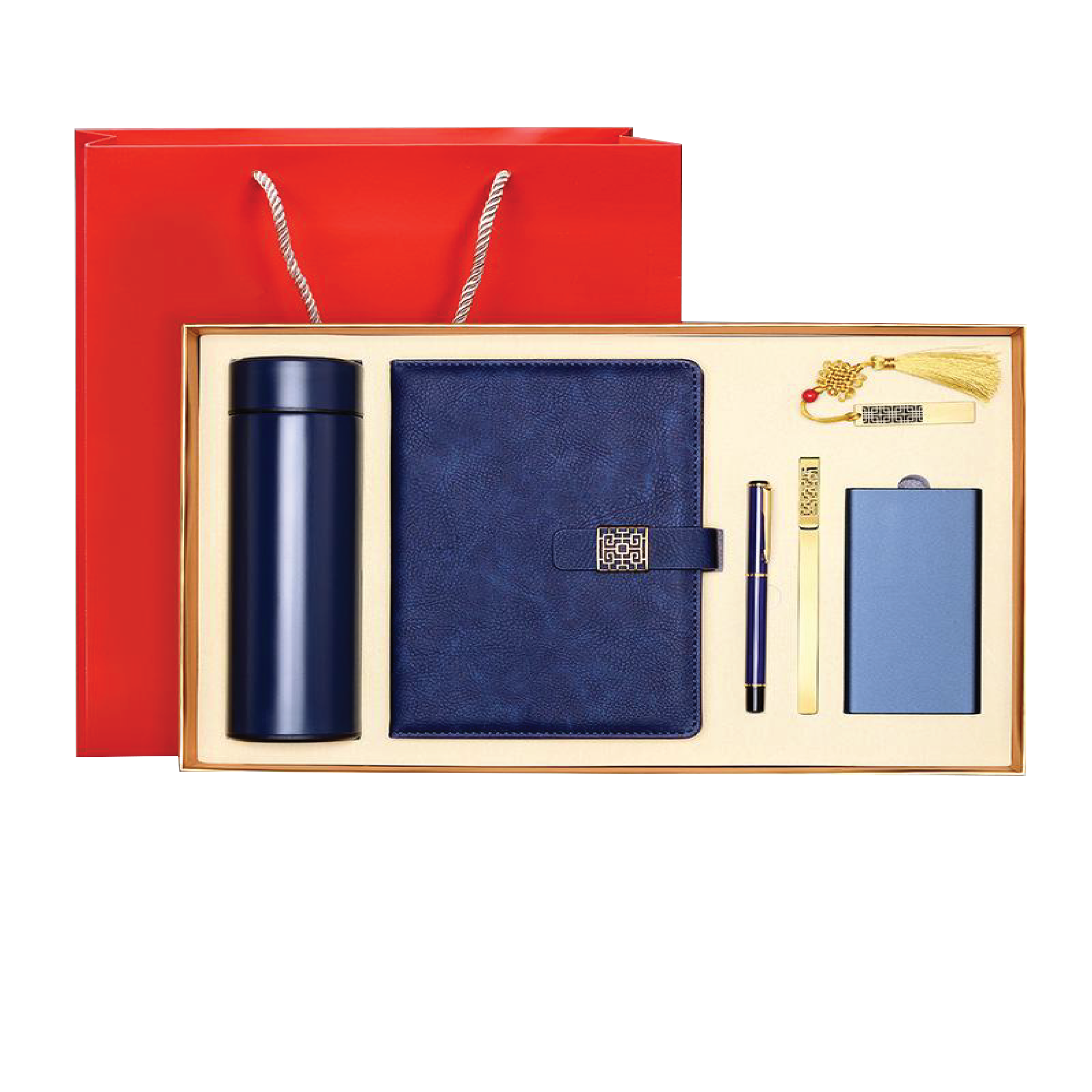 Gift Box 6 in 1 Notebook + Pen + Smart Thermos + Bookmark + Powerbank + USB drive