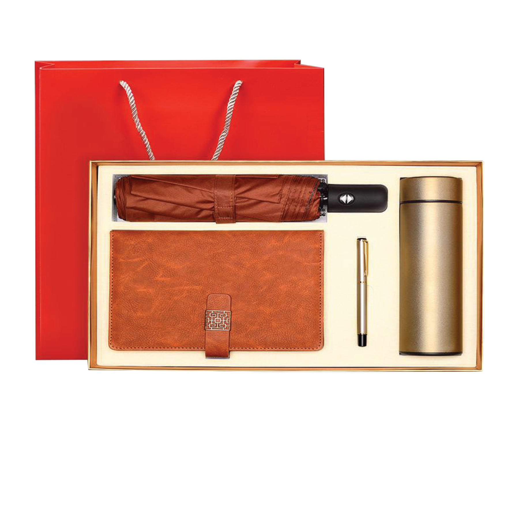 Gift Box 4 in 1 Notebook + Pen + Umbrella + Smart Thermos 