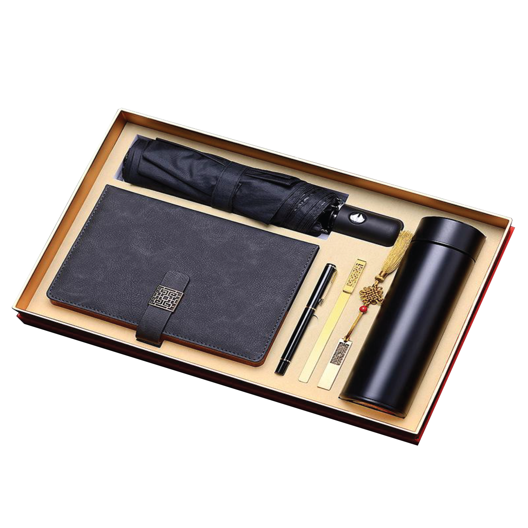 Gift Box 6 in 1 Notebook + Pen + Umbrella + USB drive + Smart Thermos + Bookmark