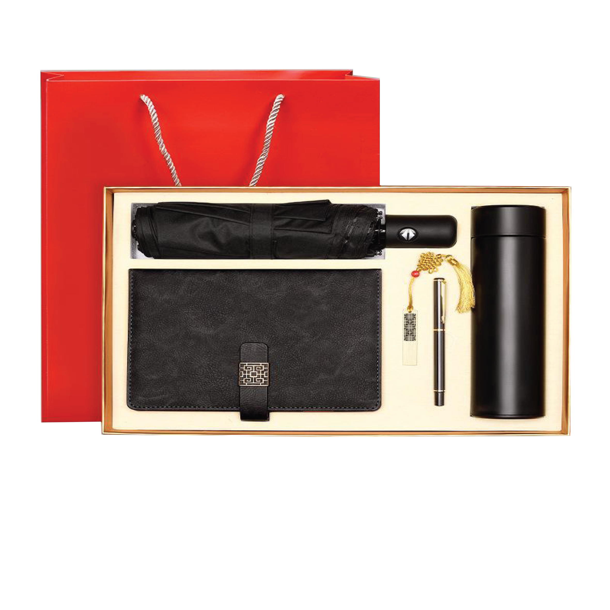 Gift Box 5 in 1 Notebook + Pen + USB drive + Umbrella + Smart Thermos 