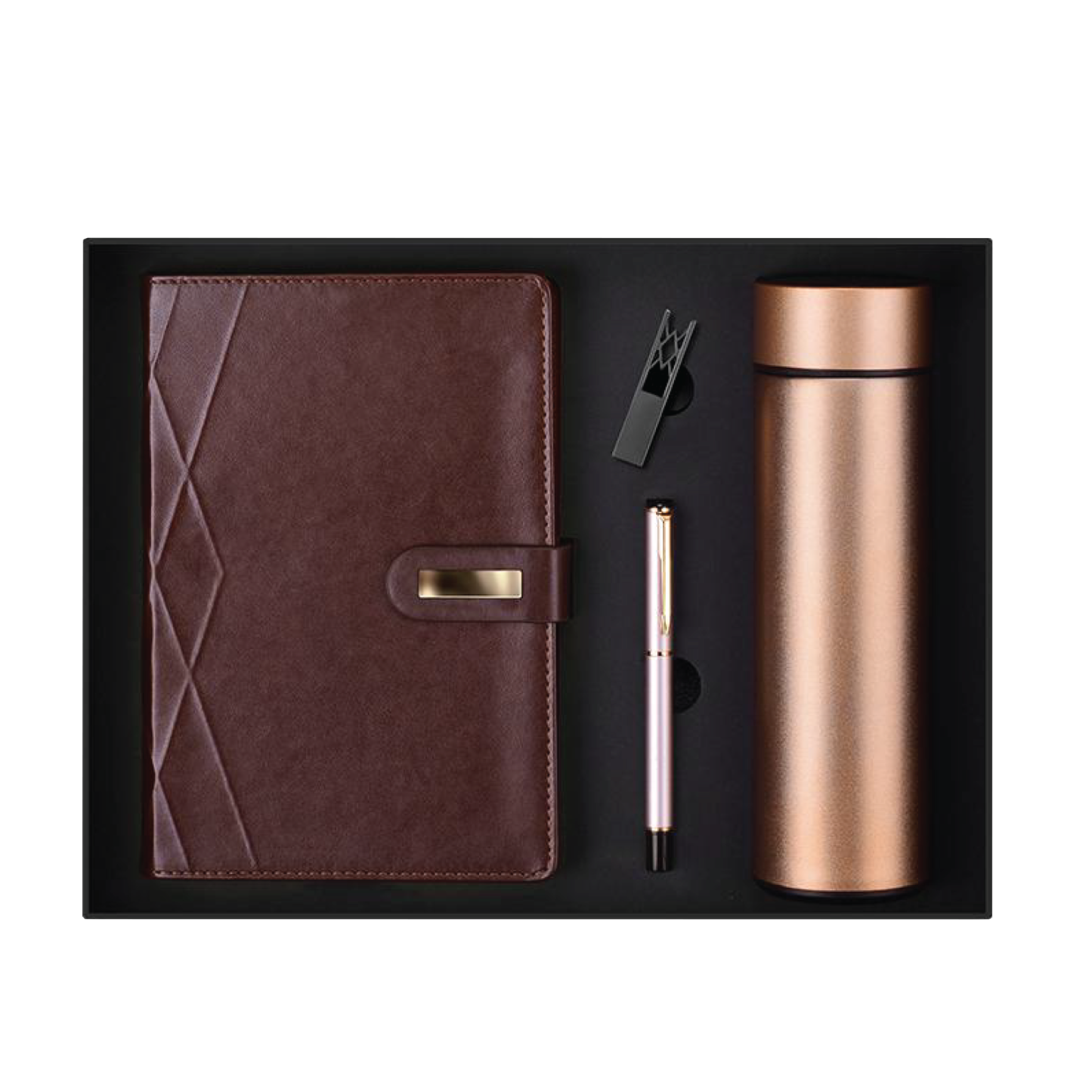 Gift Box 4 in 1 Notebook + Pen + USB drive + Smart Thermos