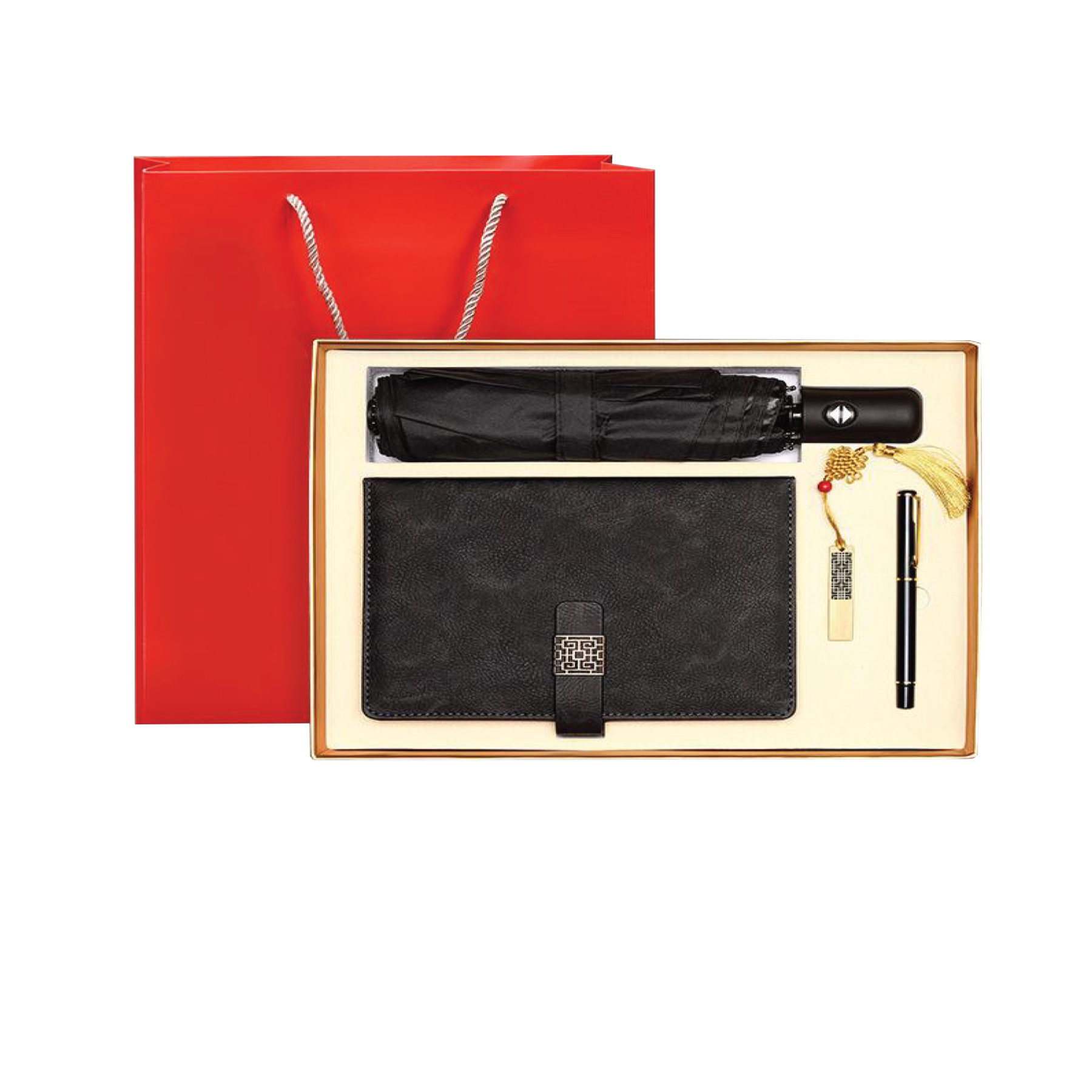 Gift Box 4 in 1 Notebook + Pen + Umbrella + USB drive 
