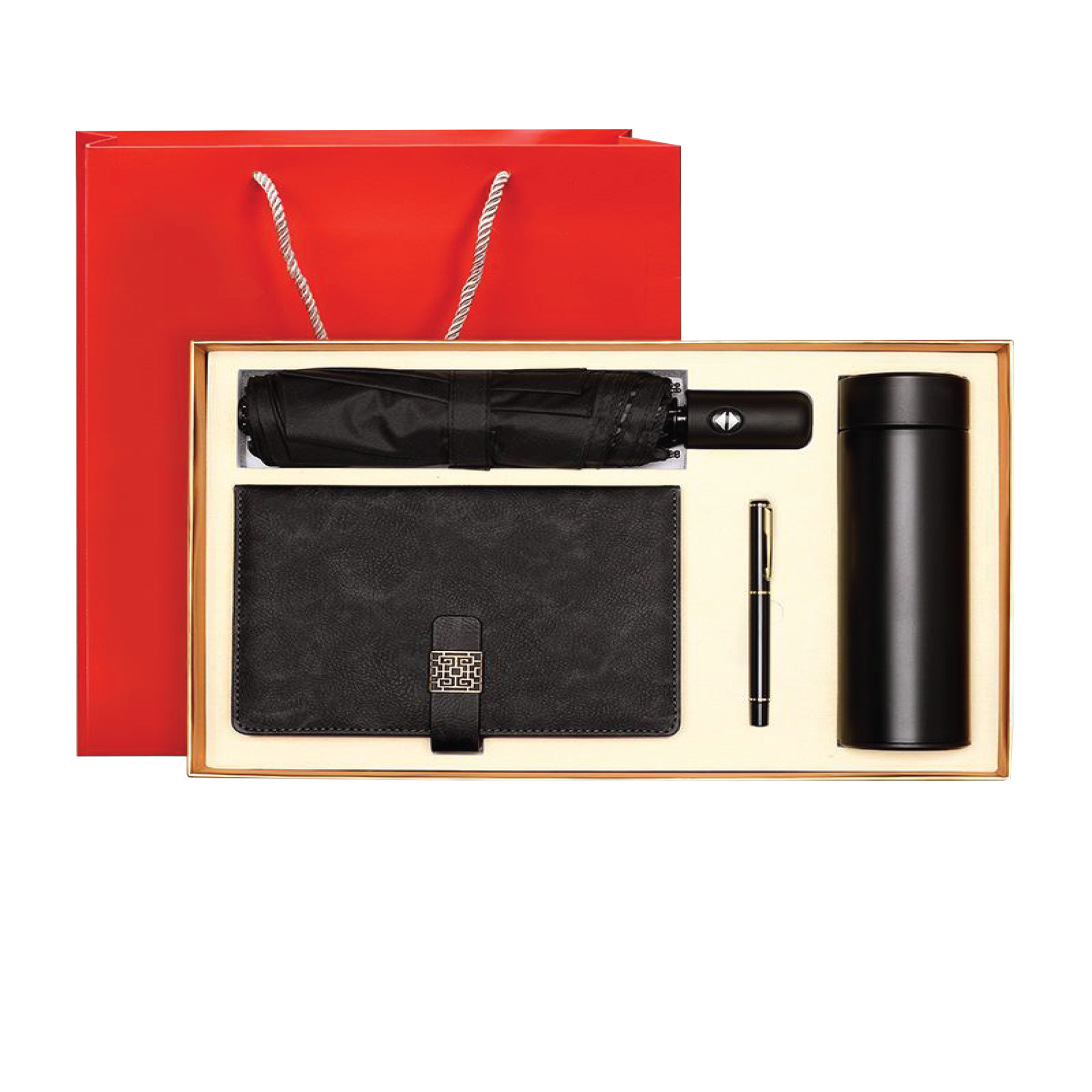 Gift Box 4 in 1 Notebook + Pen + Umbrella + Smart Thermos 