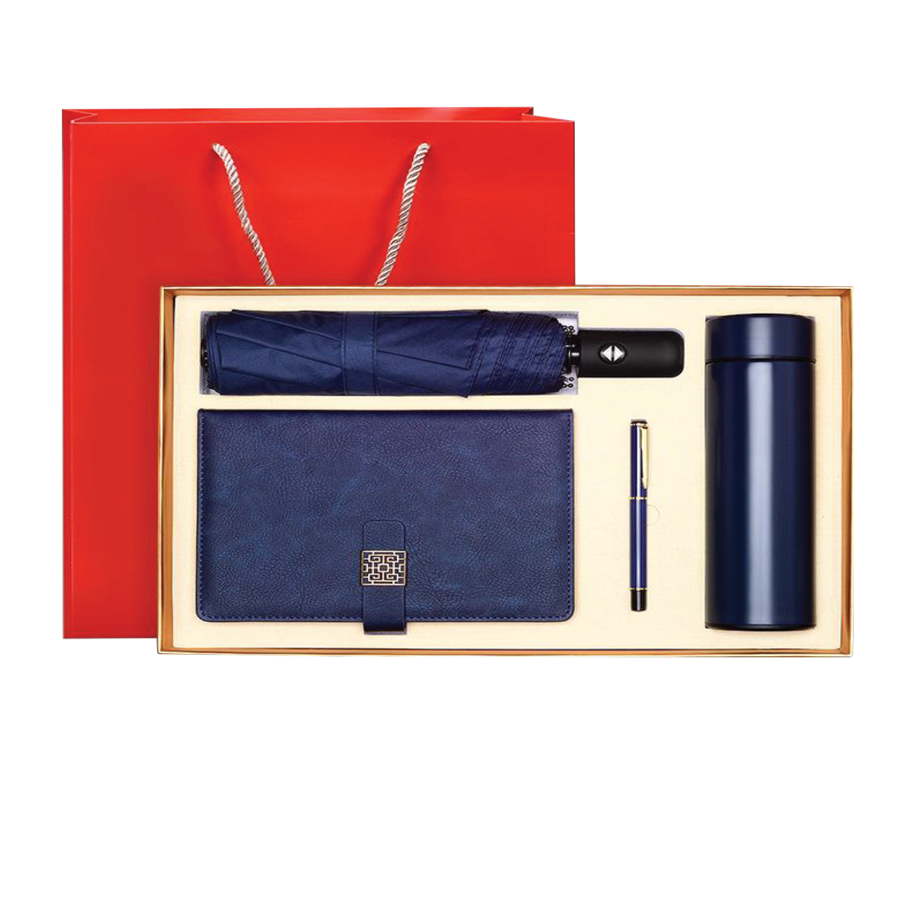 Gift Box 4 in 1 Notebook + Pen + Umbrella + Smart Thermos 