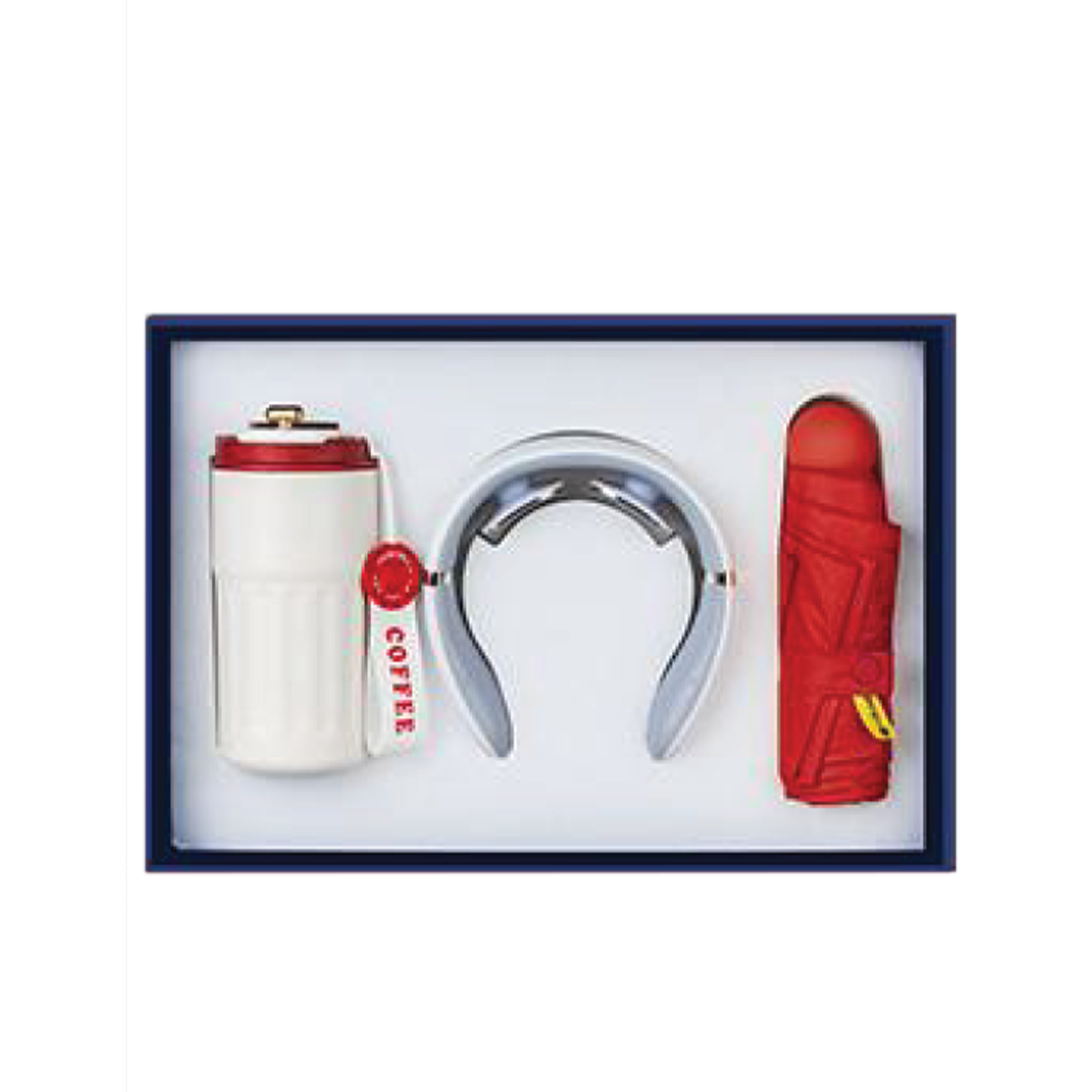 Gift Box 3 in 1 Coffee Flask + Neck Massager + Mini Umbrella