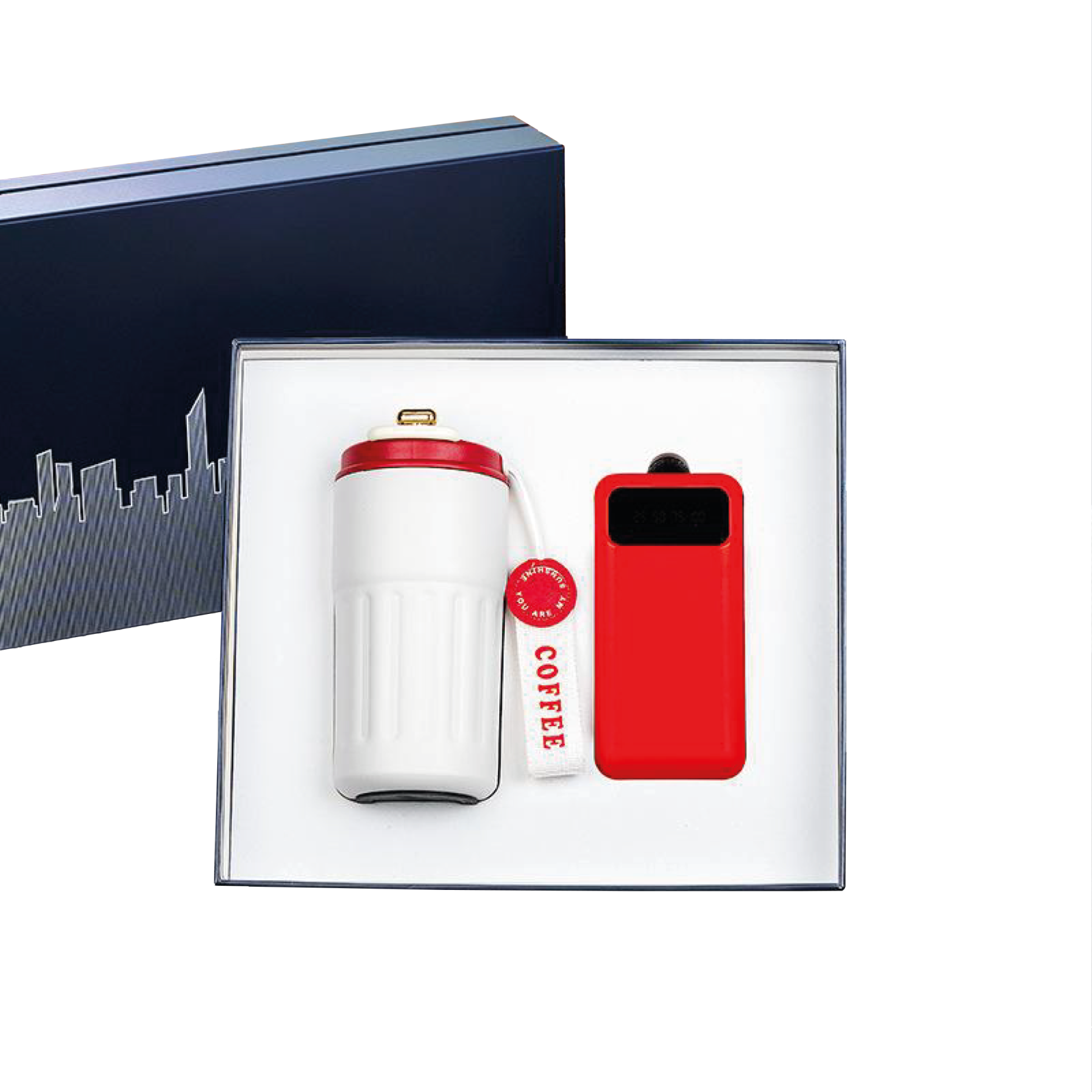 Gift Box 2 in 1 Coffee Flask + Powerbank with cable