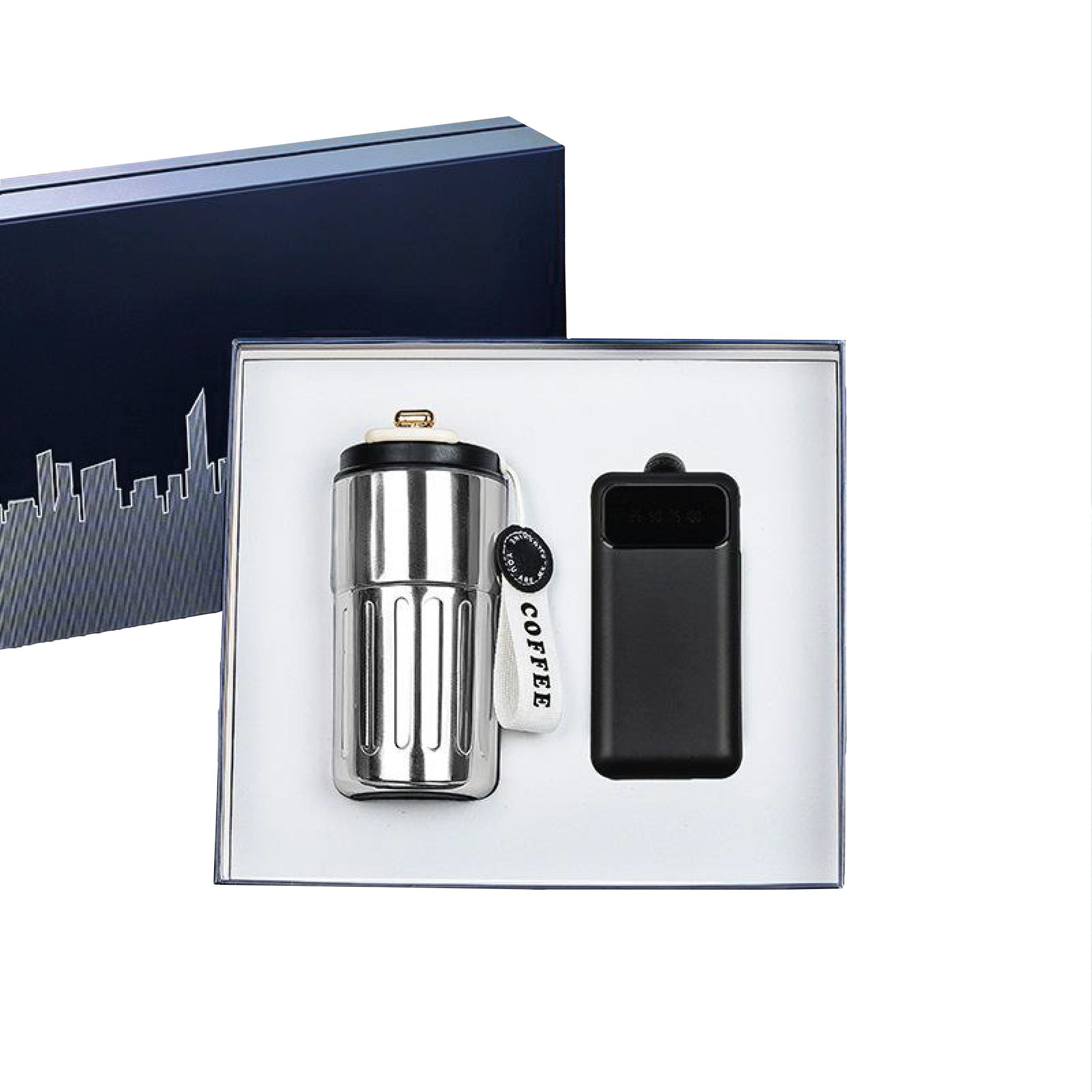 Gift Box 2 in 1 Metal Flask + Powerbank with cable