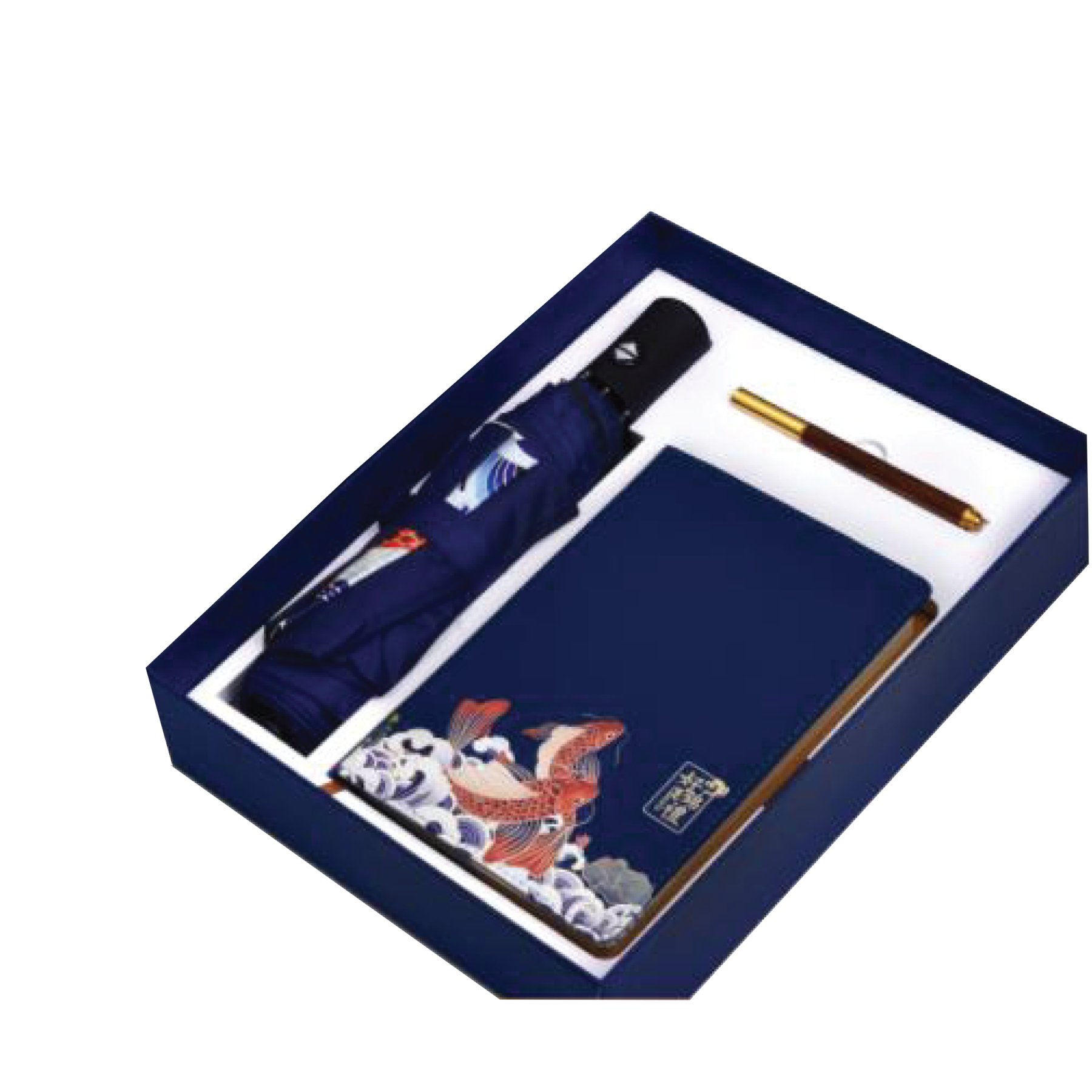 Blue Koi Gift Box 3 in 1 Notebook + Pen + Umbrella 