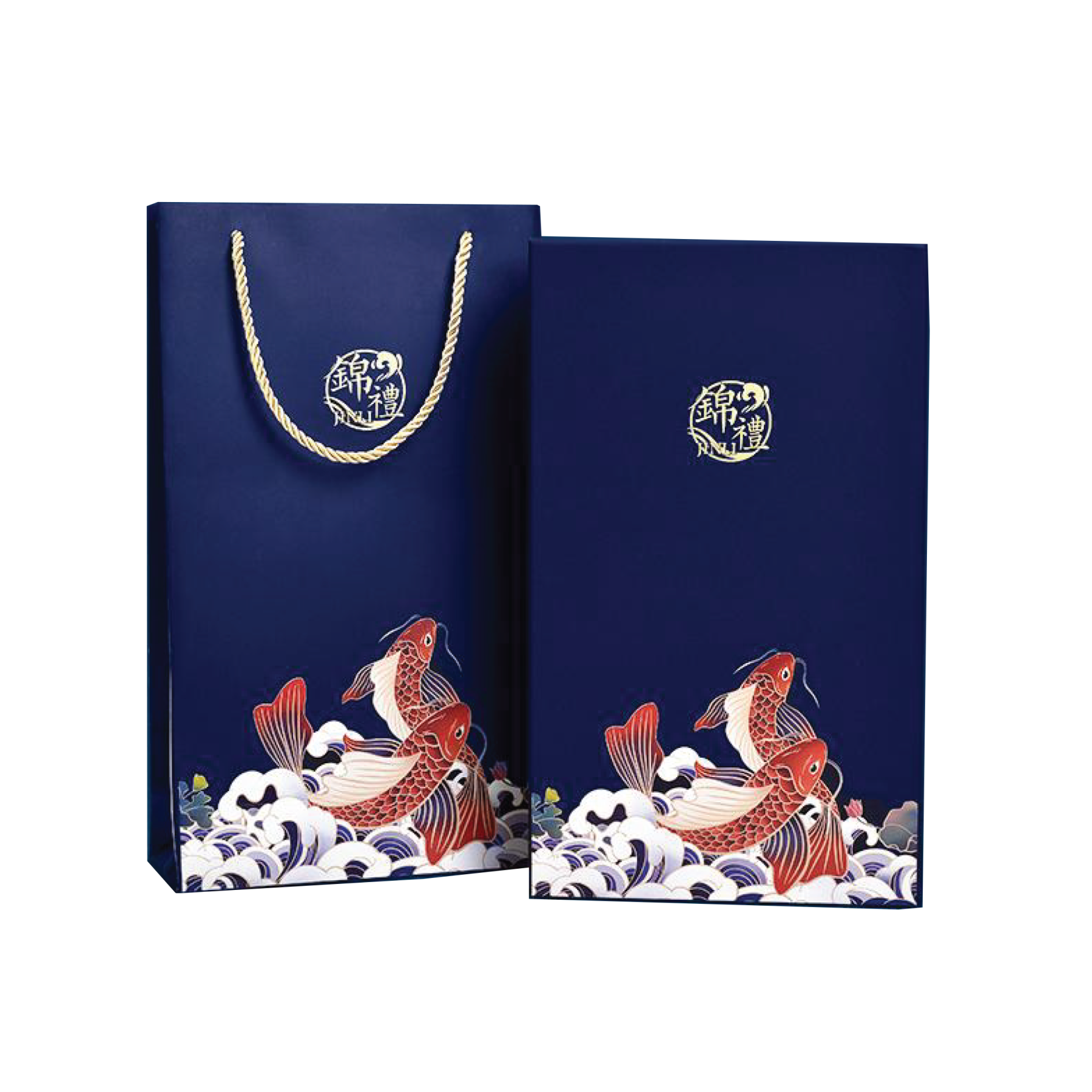 Blue Koi Gift Box and Bag