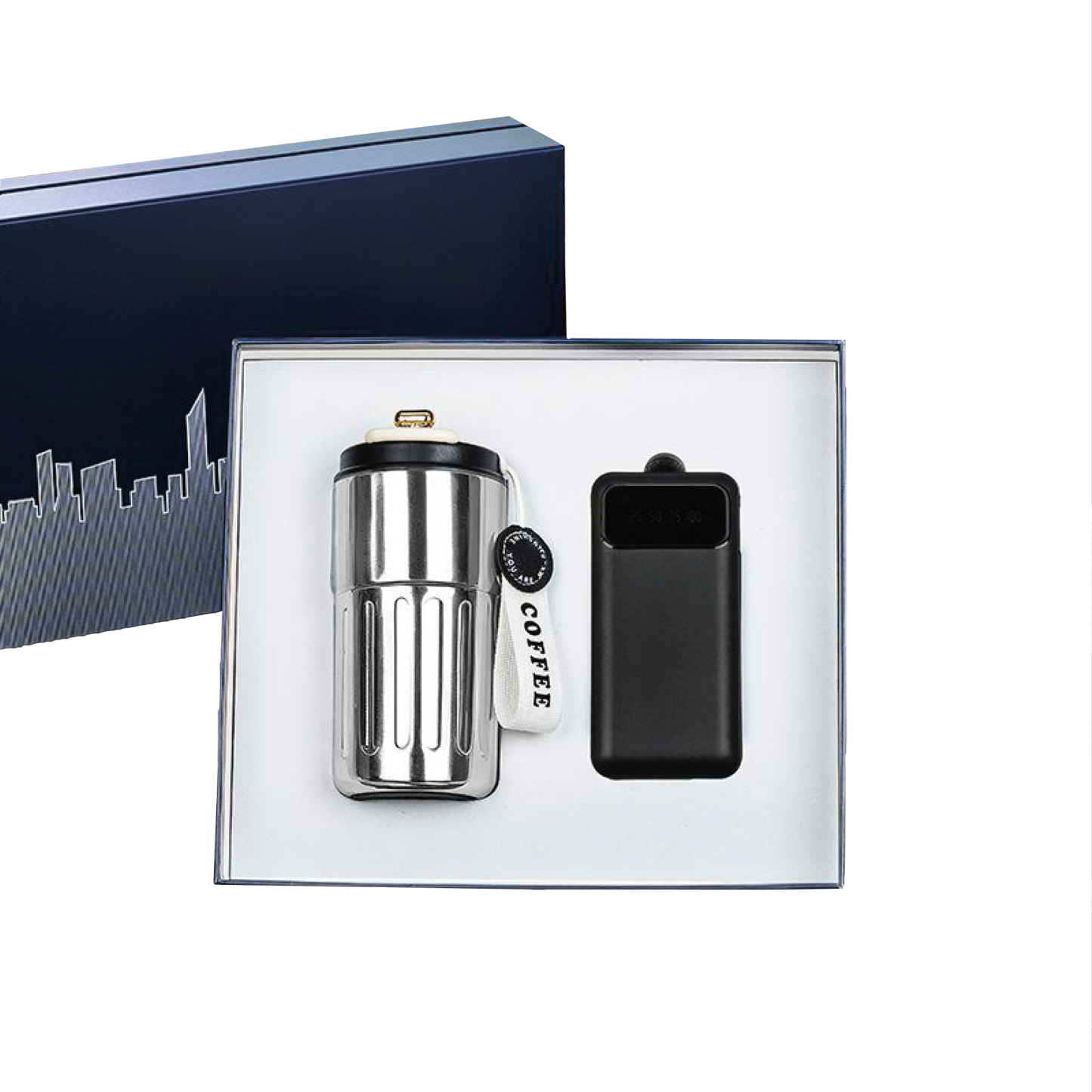 Gift Box 2 in 1 Metal Flask + Powerbank with cable