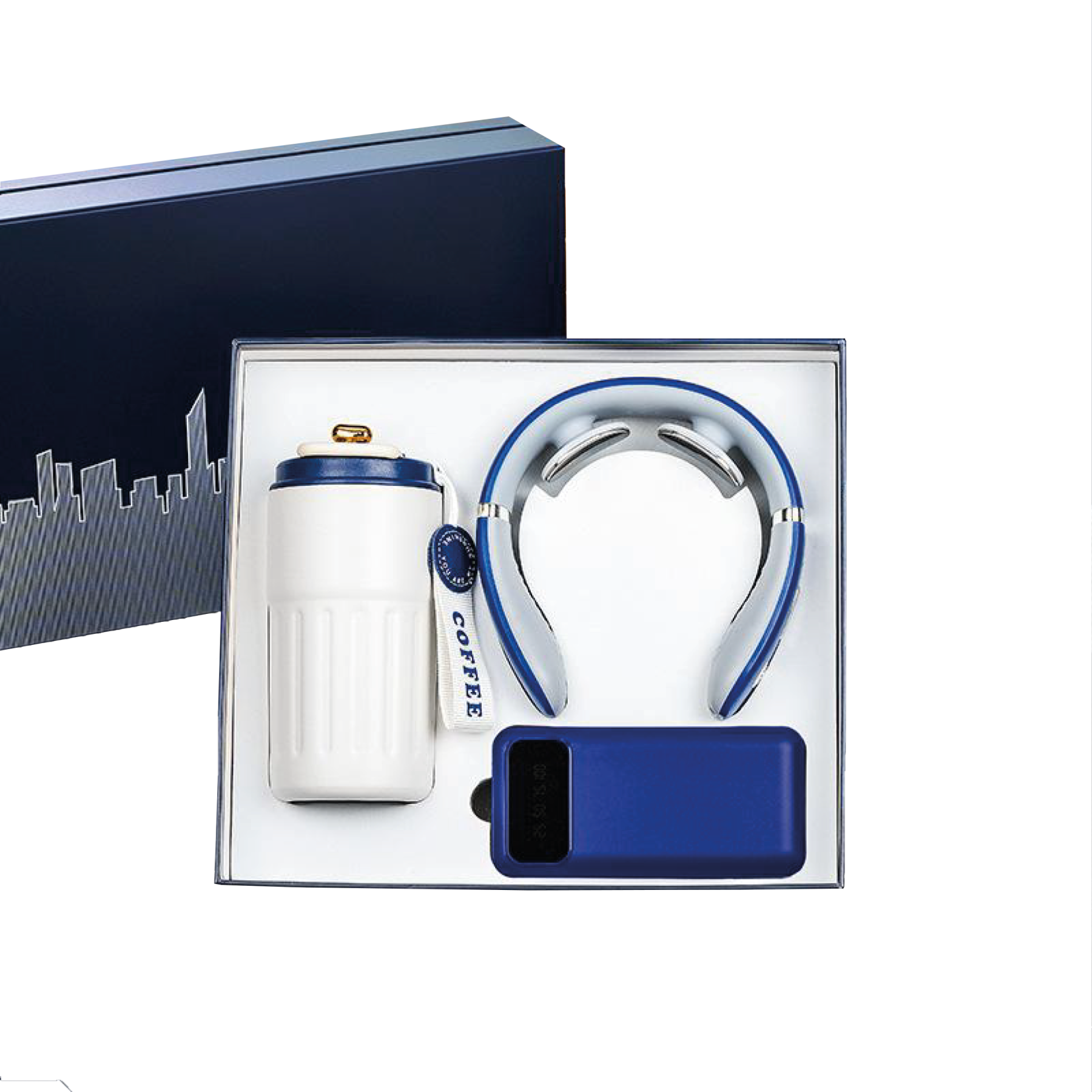 Gift Box 2 in 1 Coffee Flask + Neck Massager + Powerbank