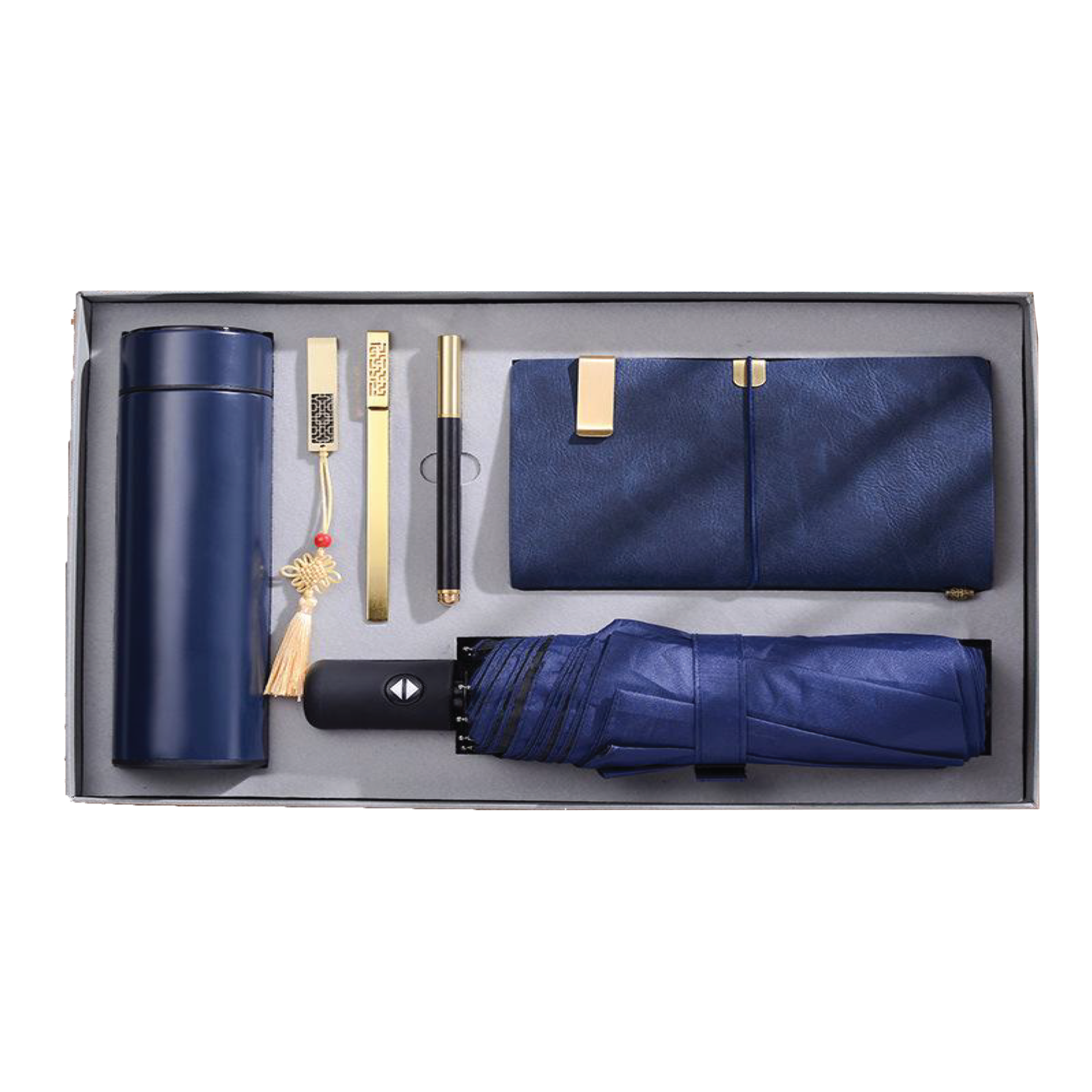 Gift Box 6 in 1 Notebook + Pen + USB drive + Bookmark + Smart Thermos + Umbrella