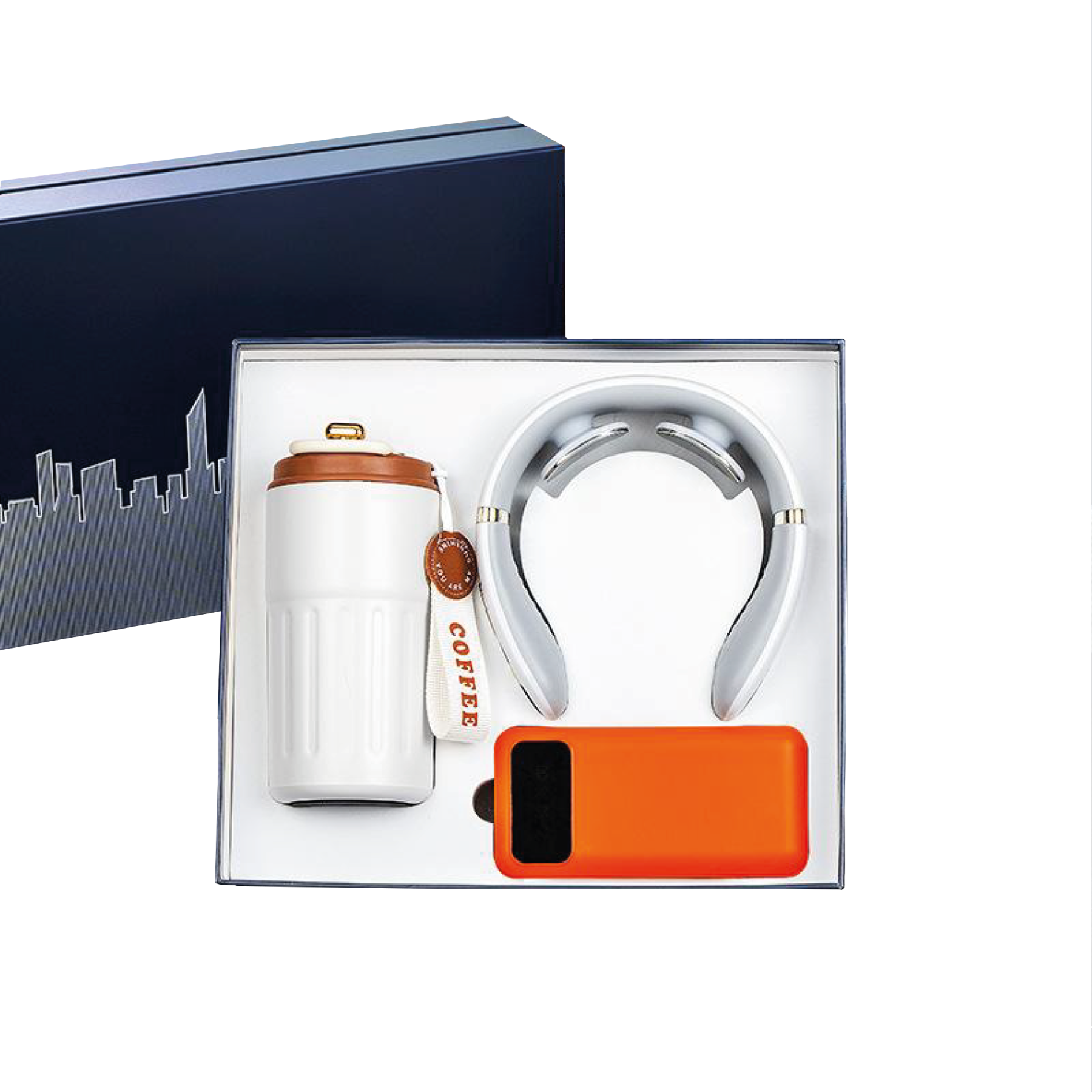 Gift Box 2 in 1 Coffee Flask + Neck Massager + Powerbank