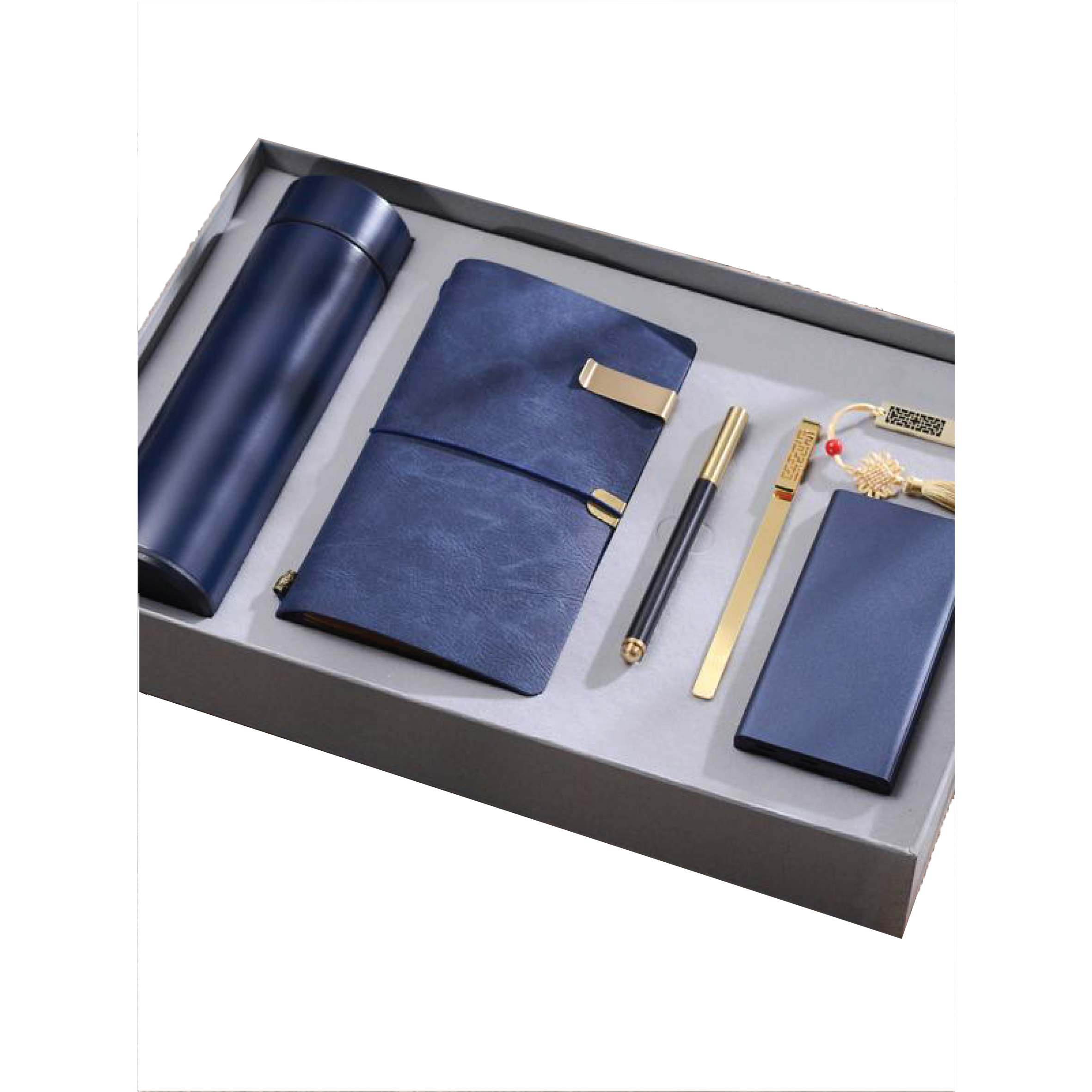 Gift Box 6 in 1 Notebook + Pen + USB drive + Powerbank + Bookmark + Smart Thermos