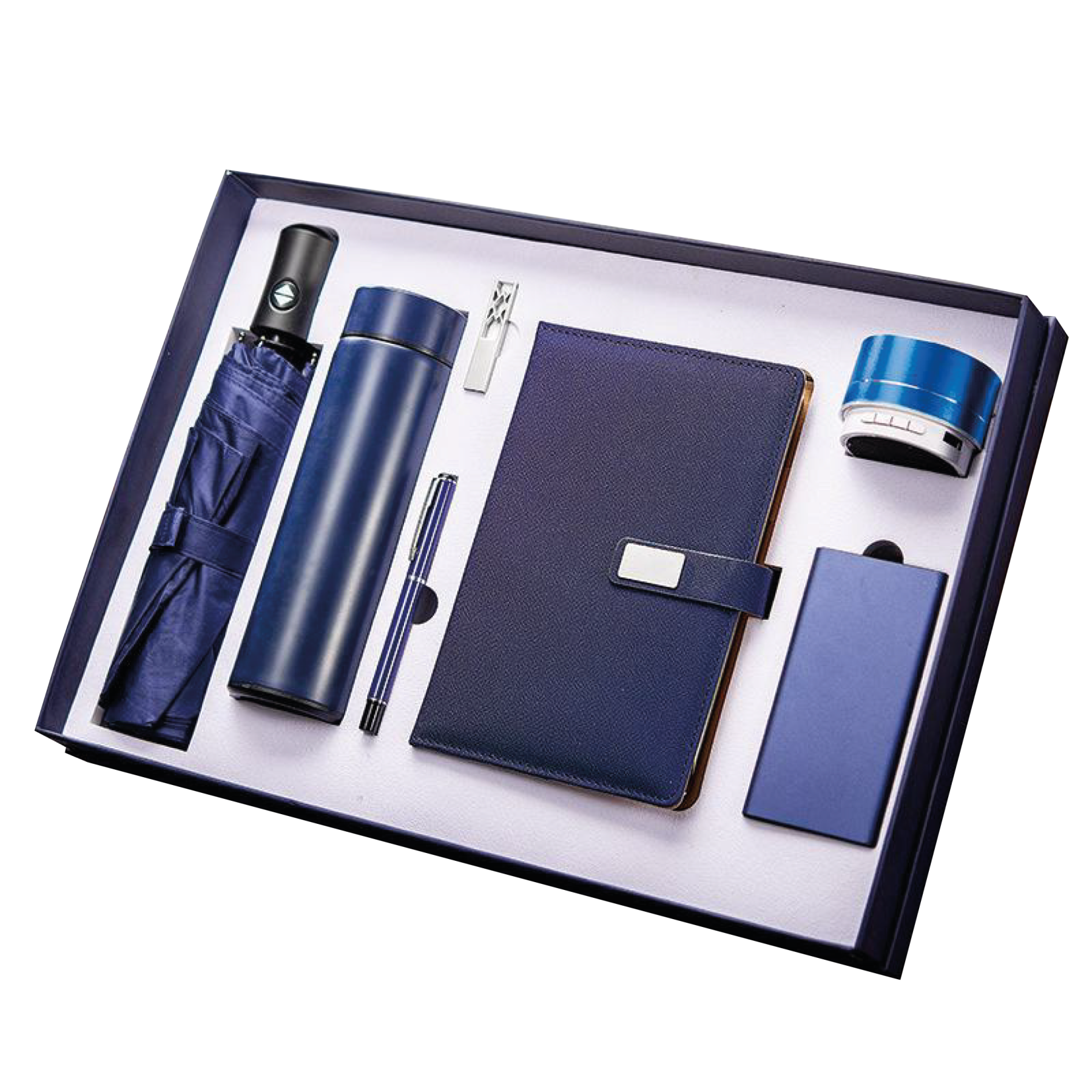 Gift Box 7 in 1 Umbrella + Notebook + Pen + USB drive + Powerbank + Speaker + Smart Thermos