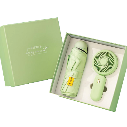 Gift Box 2 in 1 Mini Umbrella + Mini Fan