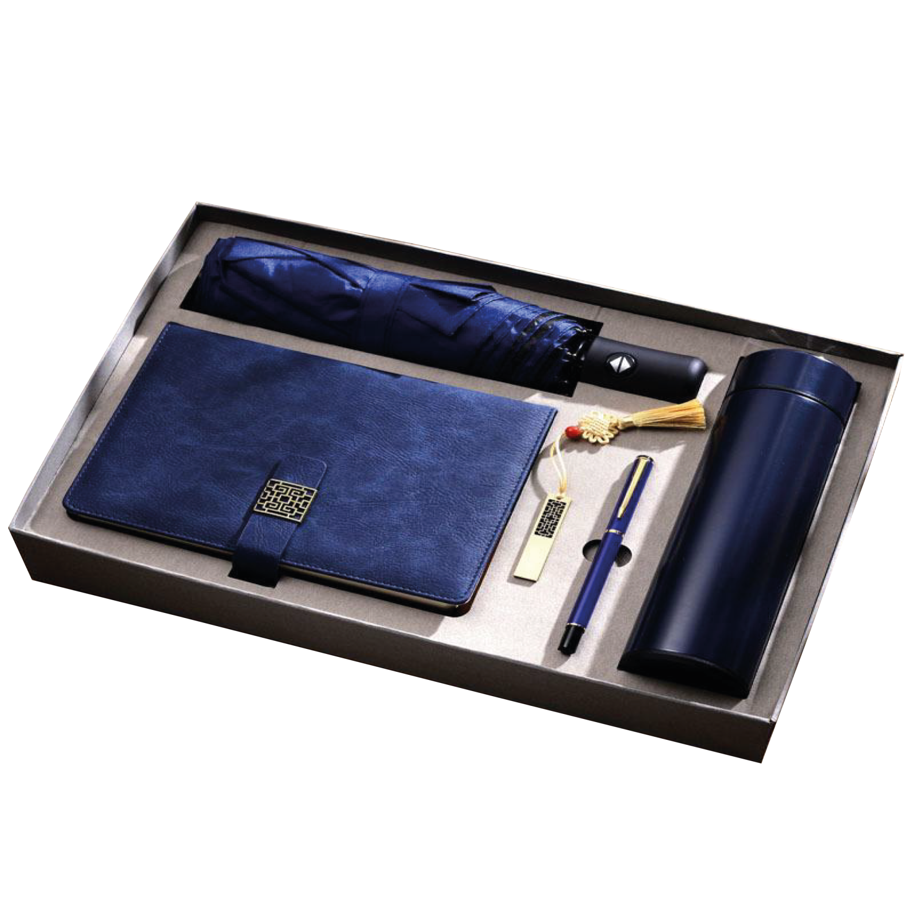 Gift Box 5 in 1 Notebook + Pen + USB drive + Smart Thermos + Umbrella