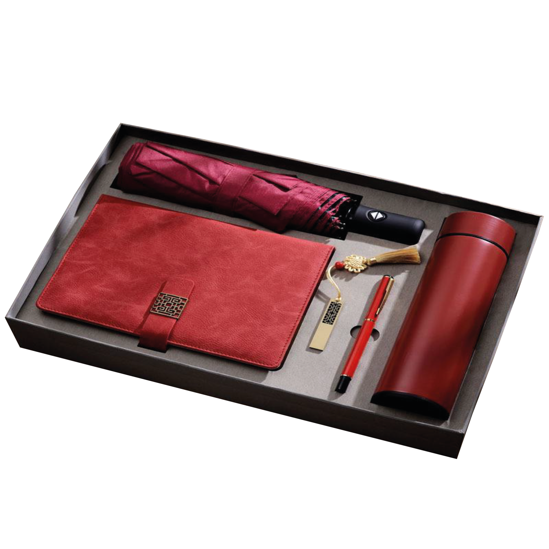 Gift Box 5 in 1 Notebook + Pen + USB drive + Smart Thermos + Umbrella