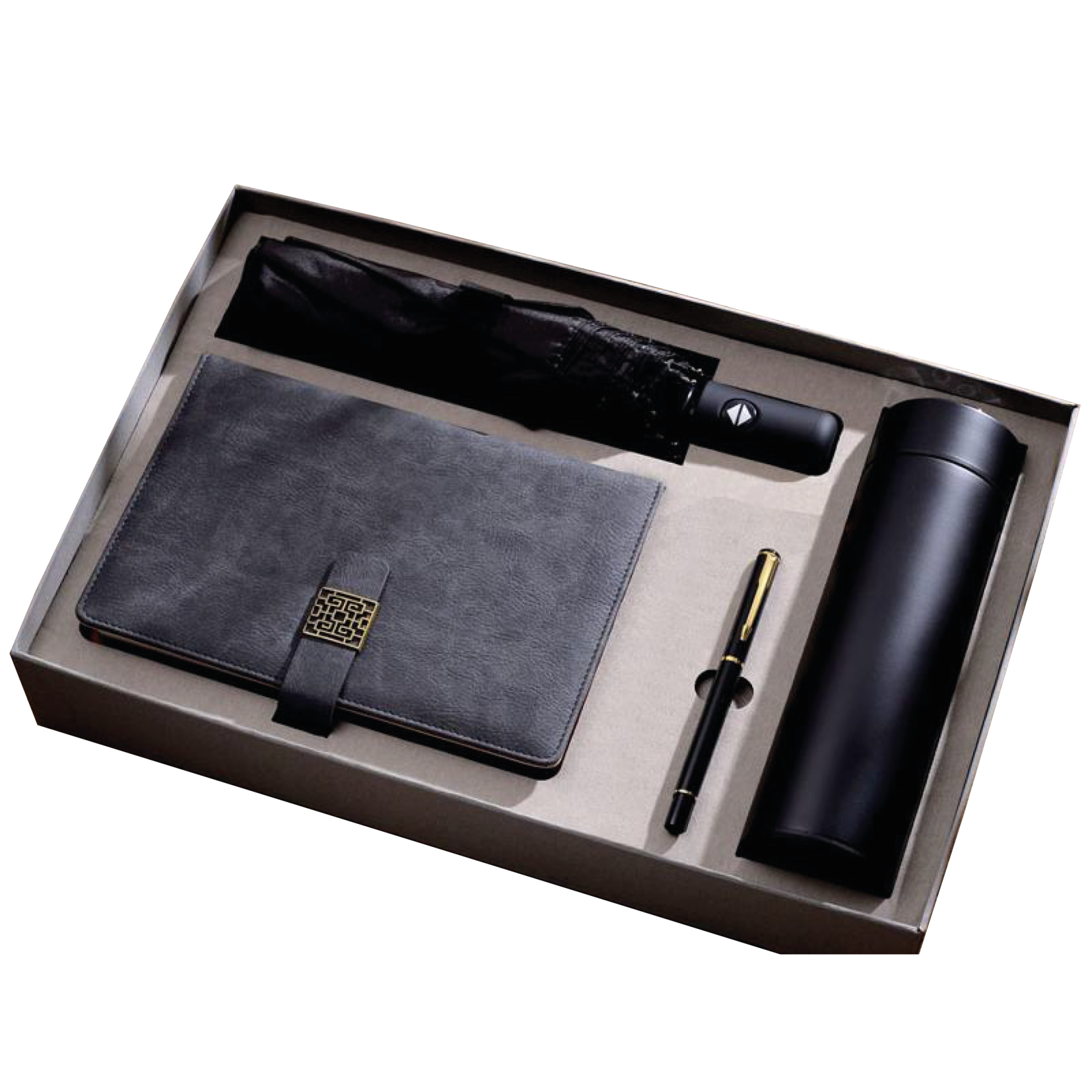 Gift Box 4 in 1 Notebook + Pen + Umbrella +Smart Thermos