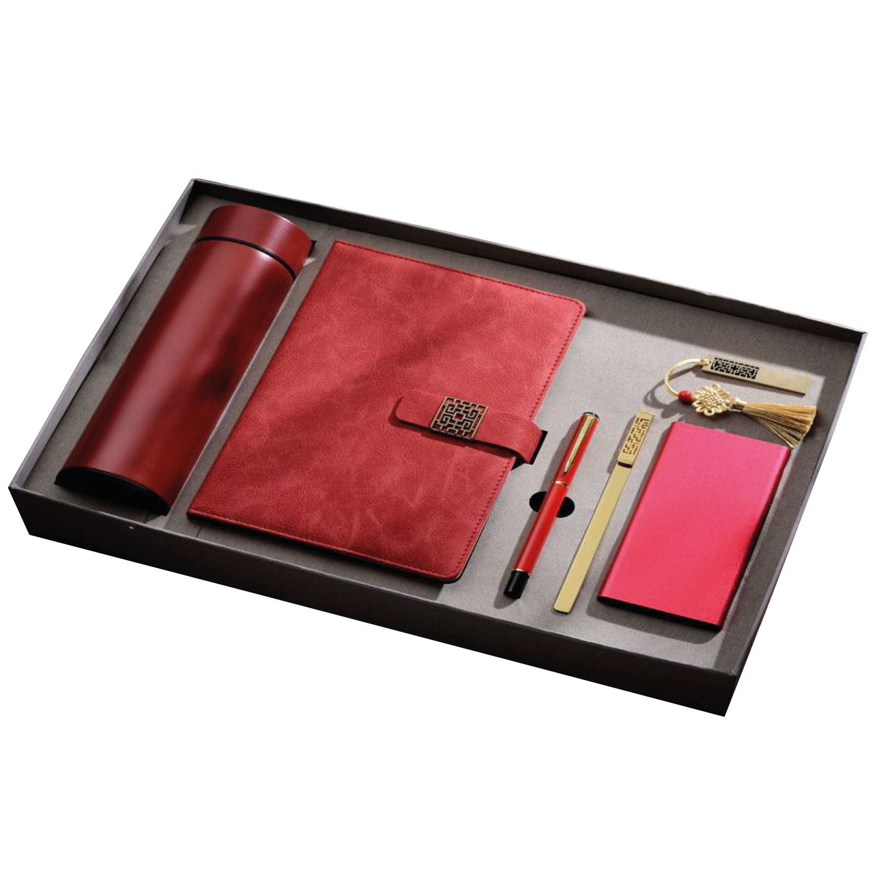 Gift Box 6 in 1 Notebook + Pen + USB drive + Smart Thermos + Powerbank + Bookmark
